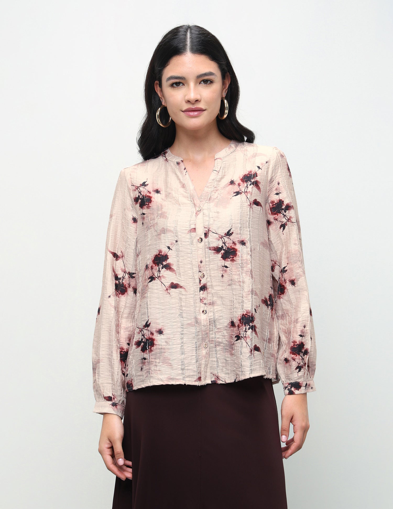 Floral Printed Relaxed Fit Top Wine - U.S. Polo Assn. India | Large