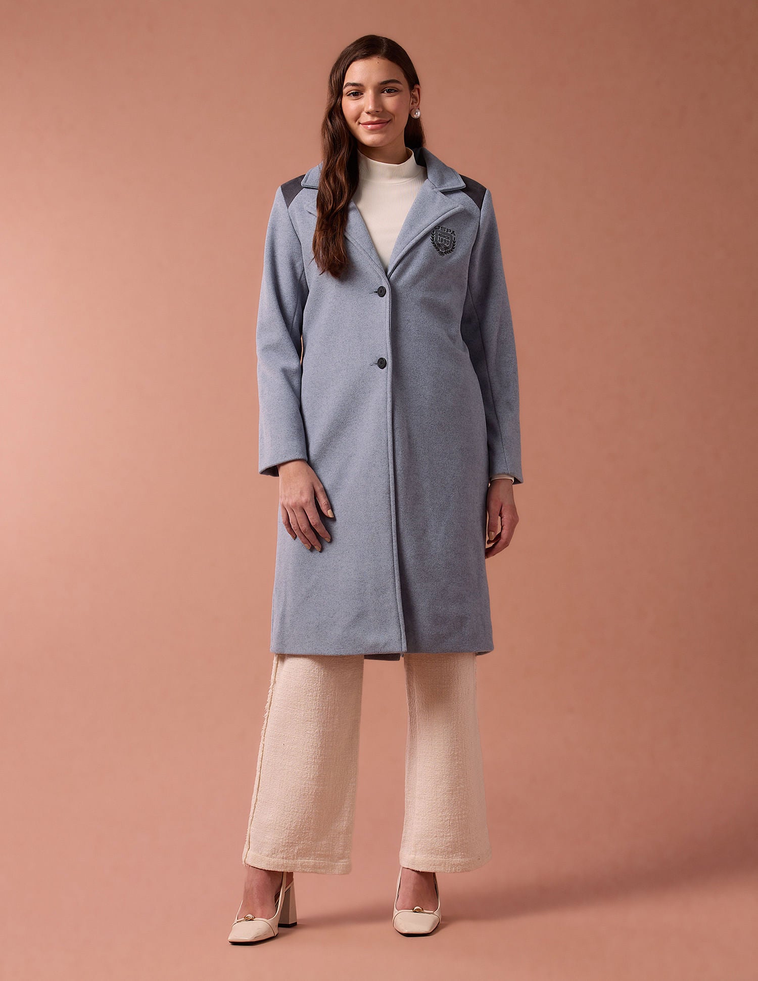 Longline Solid Felt Jacket Blue - U.S. POLO ASSN. | Large