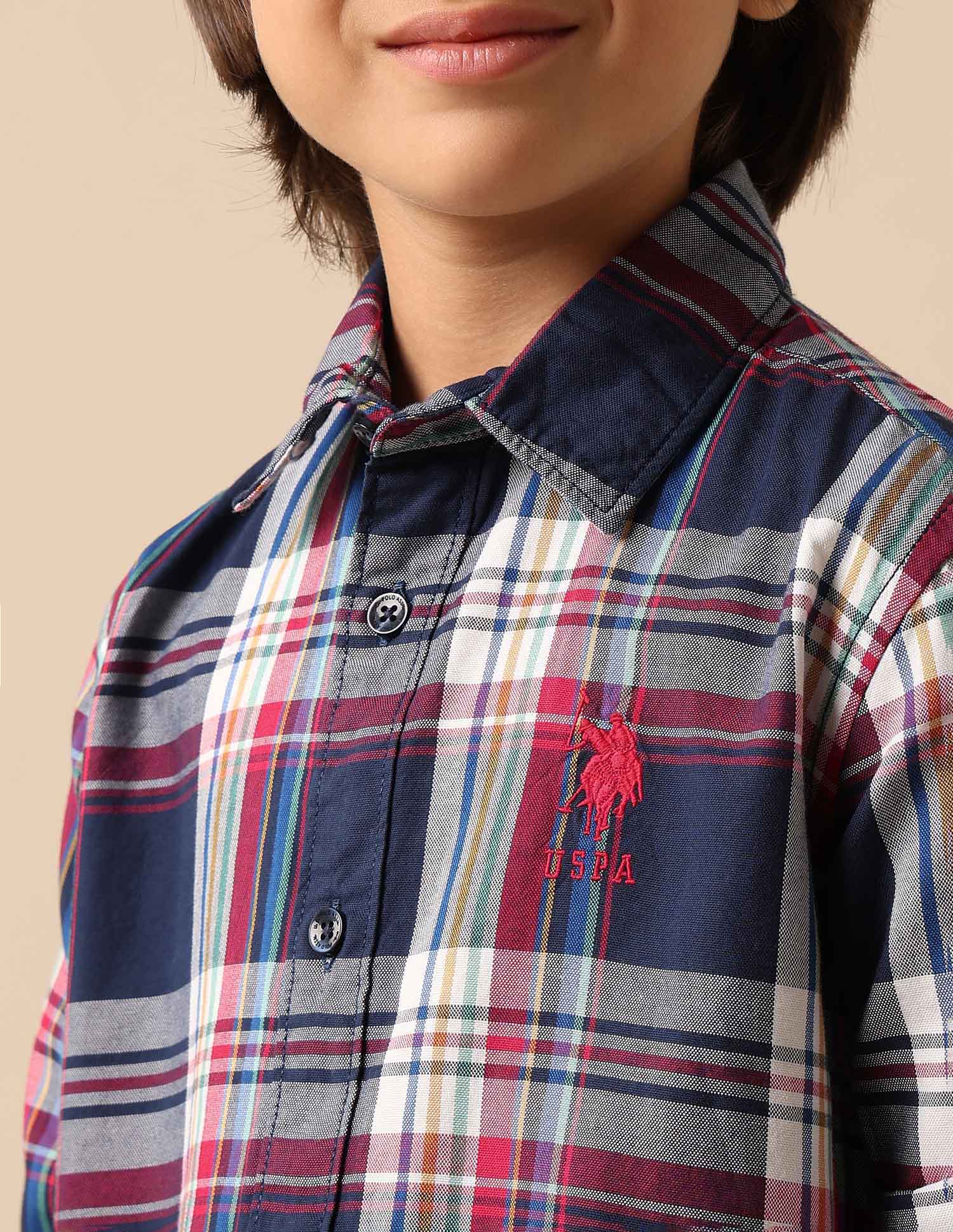 Boys All Over Printed Pure Cotton Shirt Navy - U.S. POLO ASSN. | Large