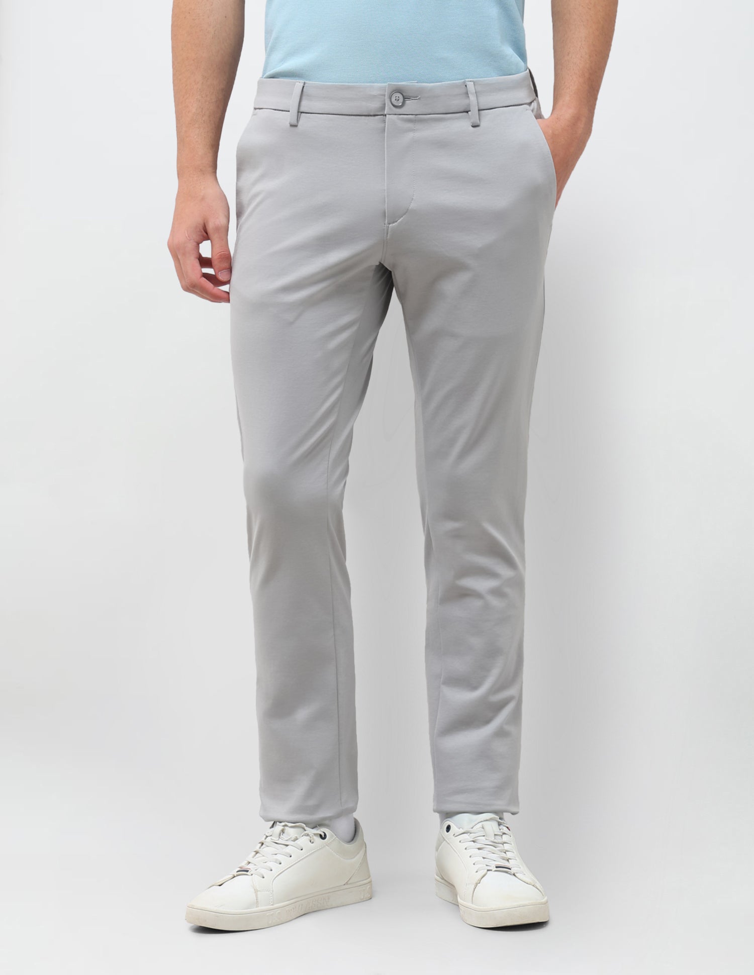Satin Slim Fit Trousers Grey - U.S. Polo Assn. India | Large