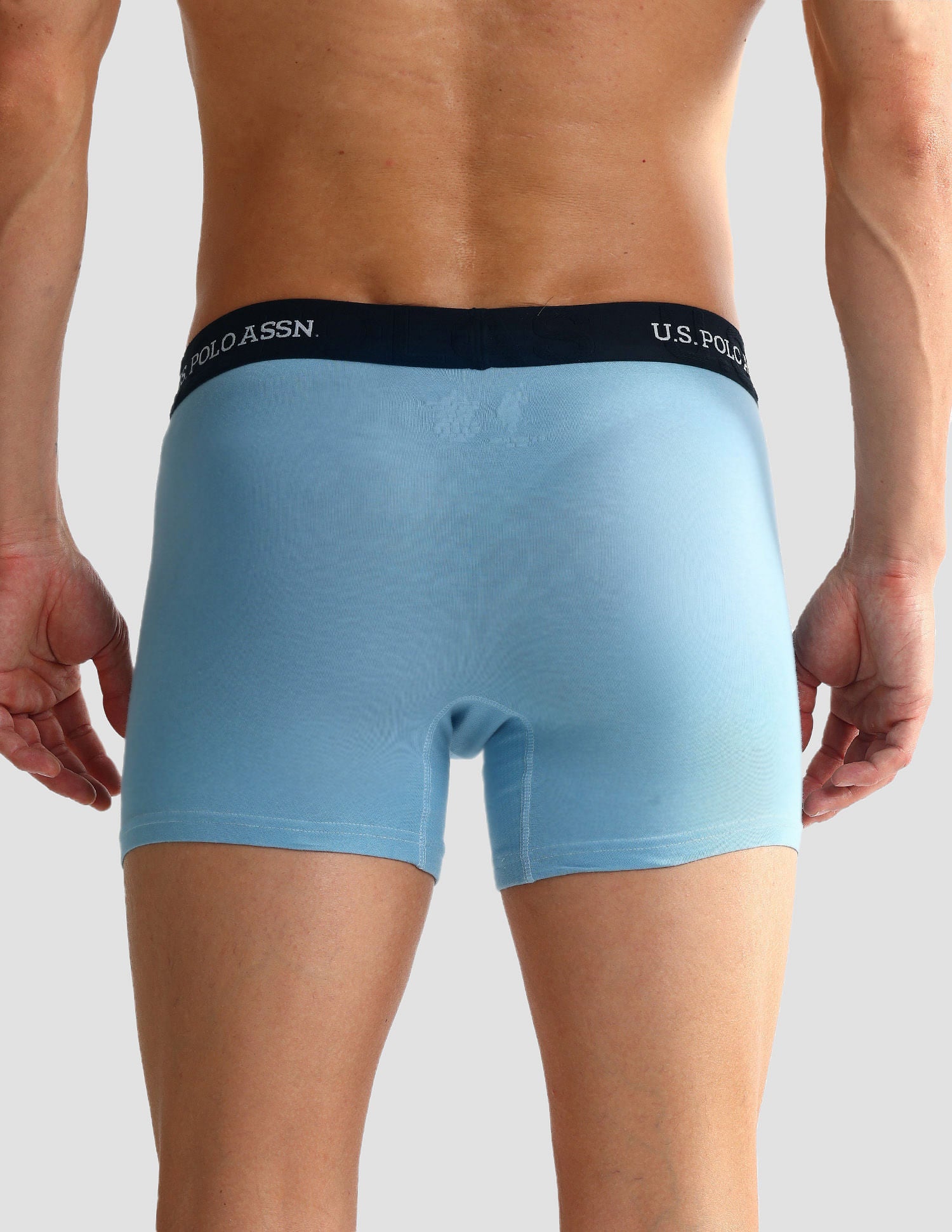 Elastic Waistband Ribbed Solid OET012 Trunks - Pack Of 2 Glacier Lake and Grey - U.S. POLO ASSN. | Large