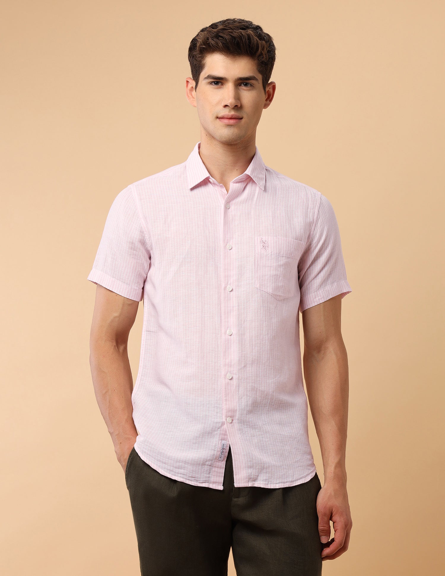 Pacho X Vertical Striped Regular Fit Shirt Pink - U.S. Polo Assn. India | Large