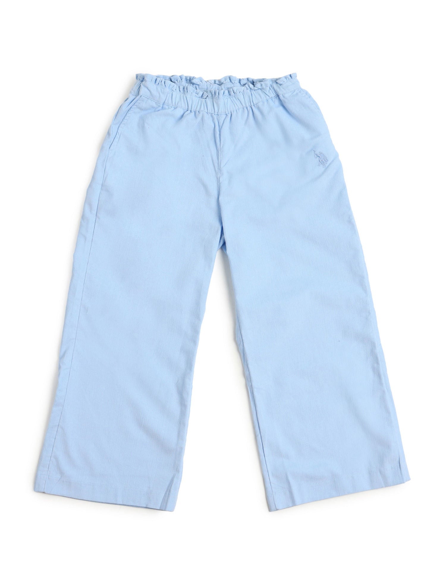 Girls Solid Flared Trousers Light Blue - U.S. POLO ASSN. | Large