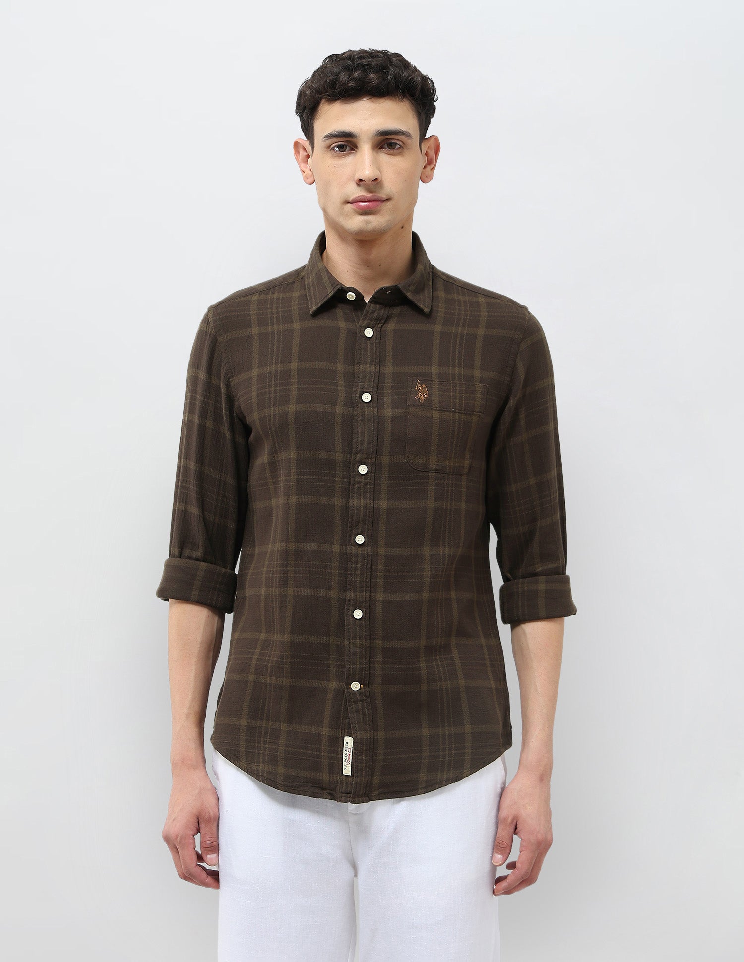 Dobby Tartan Checked Shirt Choco - U.S. Polo Assn. India | Large