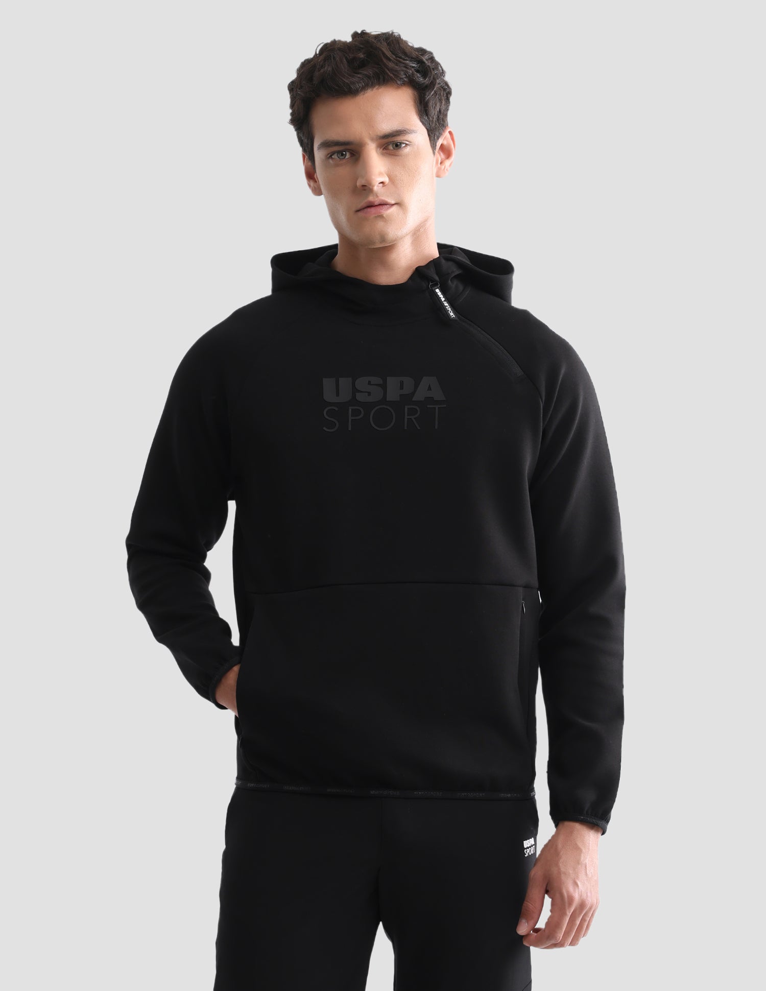 Regular Fit Solid Active Sweatshirt Black - U.S. Polo Assn. India | Large