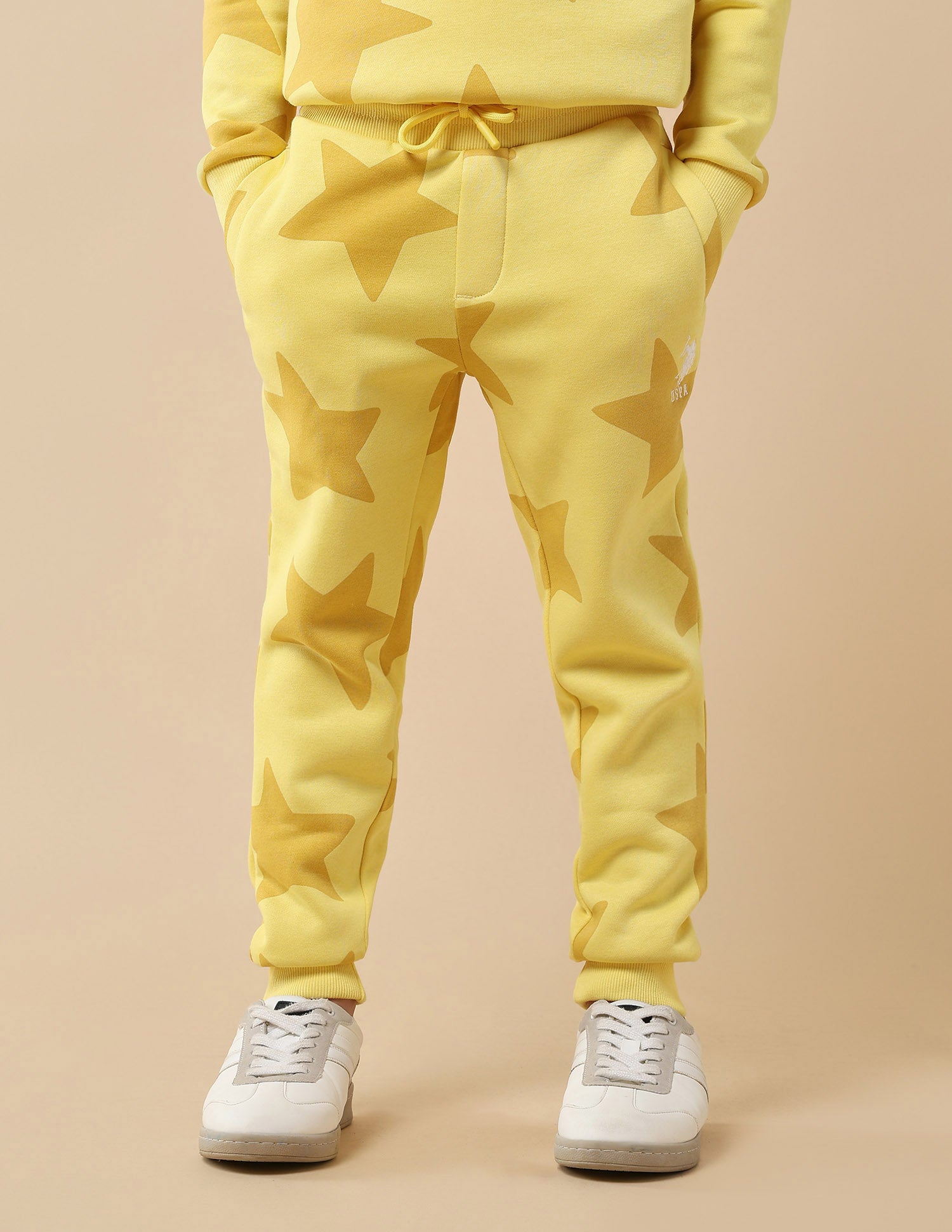 Boys Geometric Printed Regular Fit Joggers Yellow - U.S. POLO ASSN. | Large