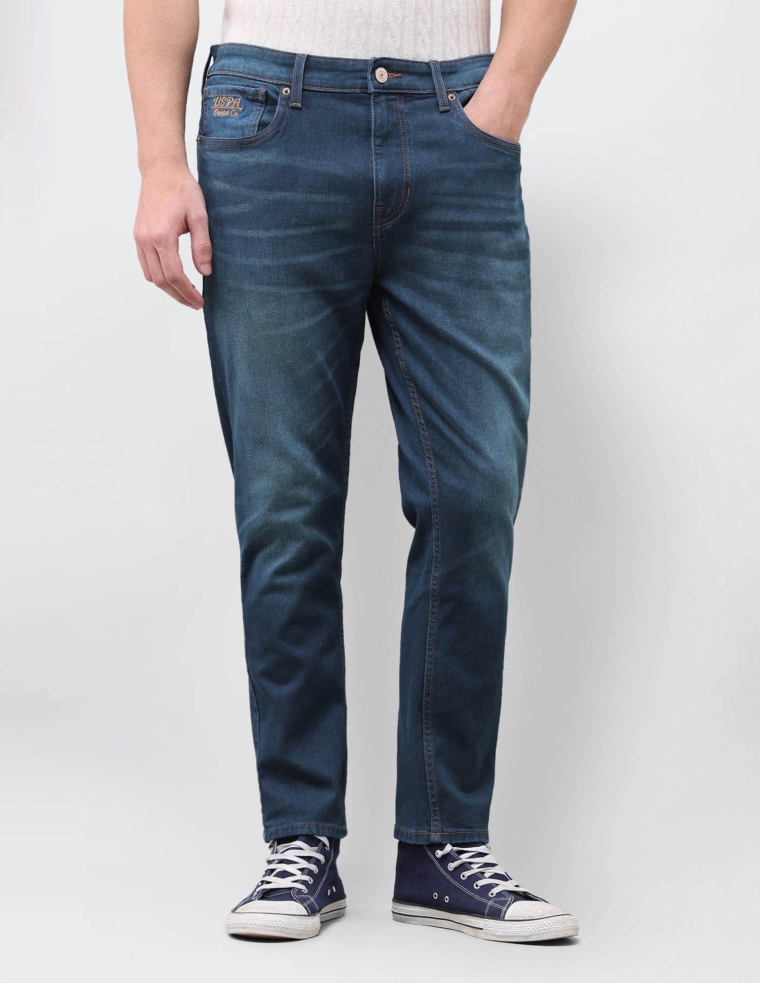 Solid Straight Fit Jeans Blue - U.S. Polo Assn. India | Large