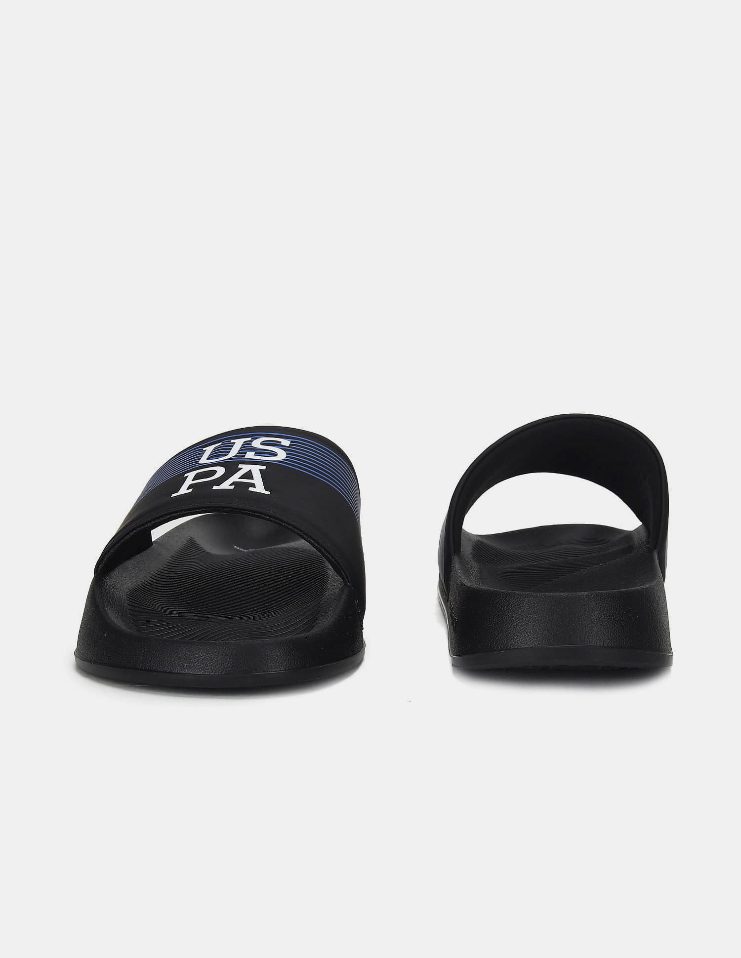 Men Striped Artax 2.0 Sliders Black - U.S. Polo Assn. India | Large