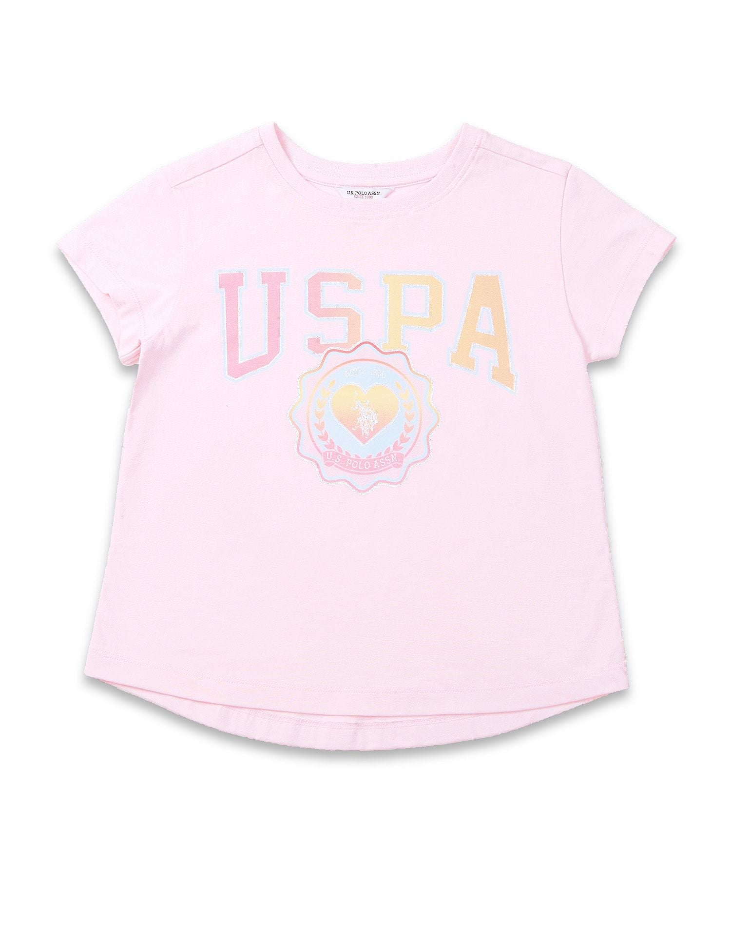 Girls Brand Printed Regular Fit T-Shirt Pink - U.S. POLO ASSN. | Large