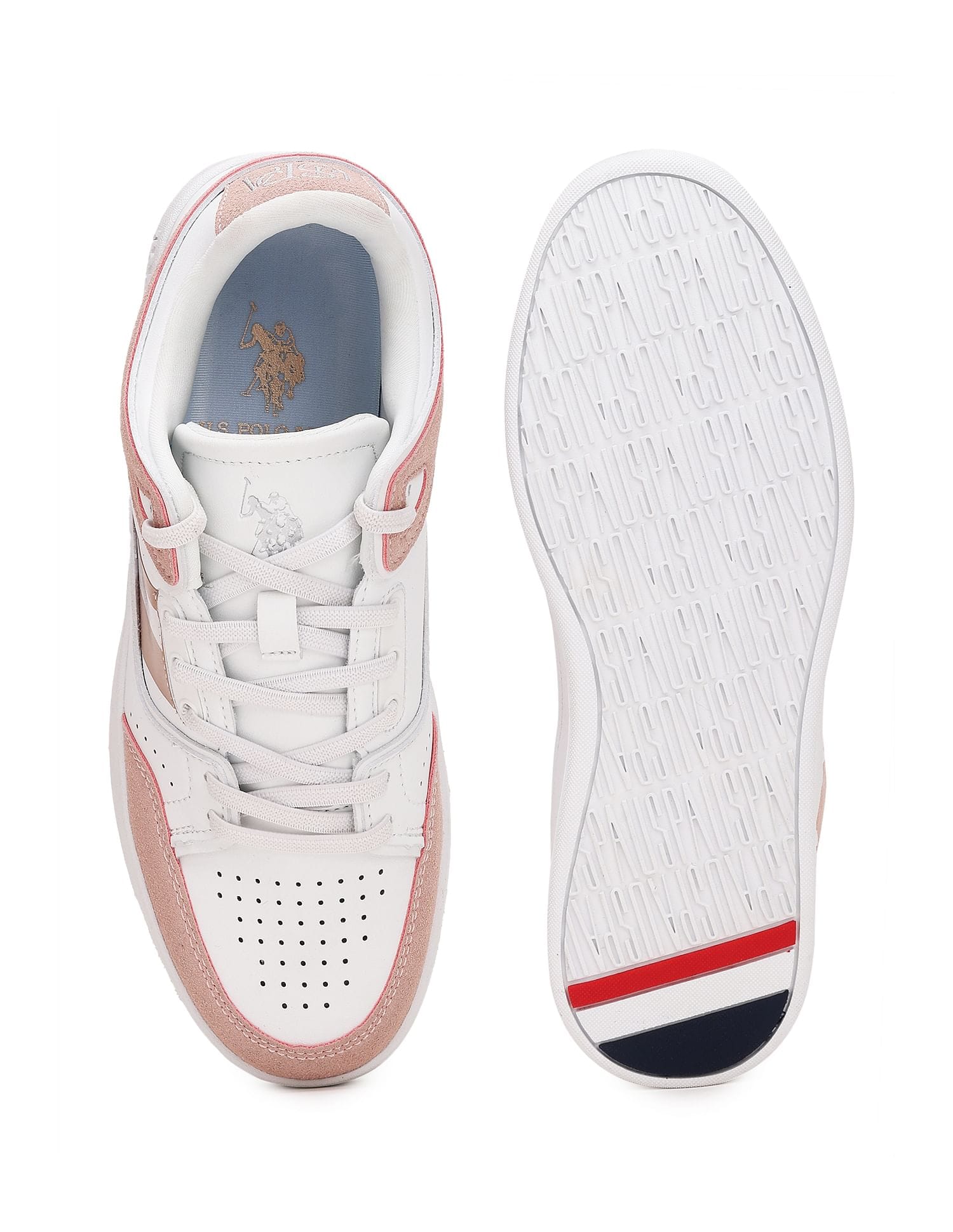 Colour Block Adalyn Sneakers White and Light Pink - U.S. Polo Assn. India | Large