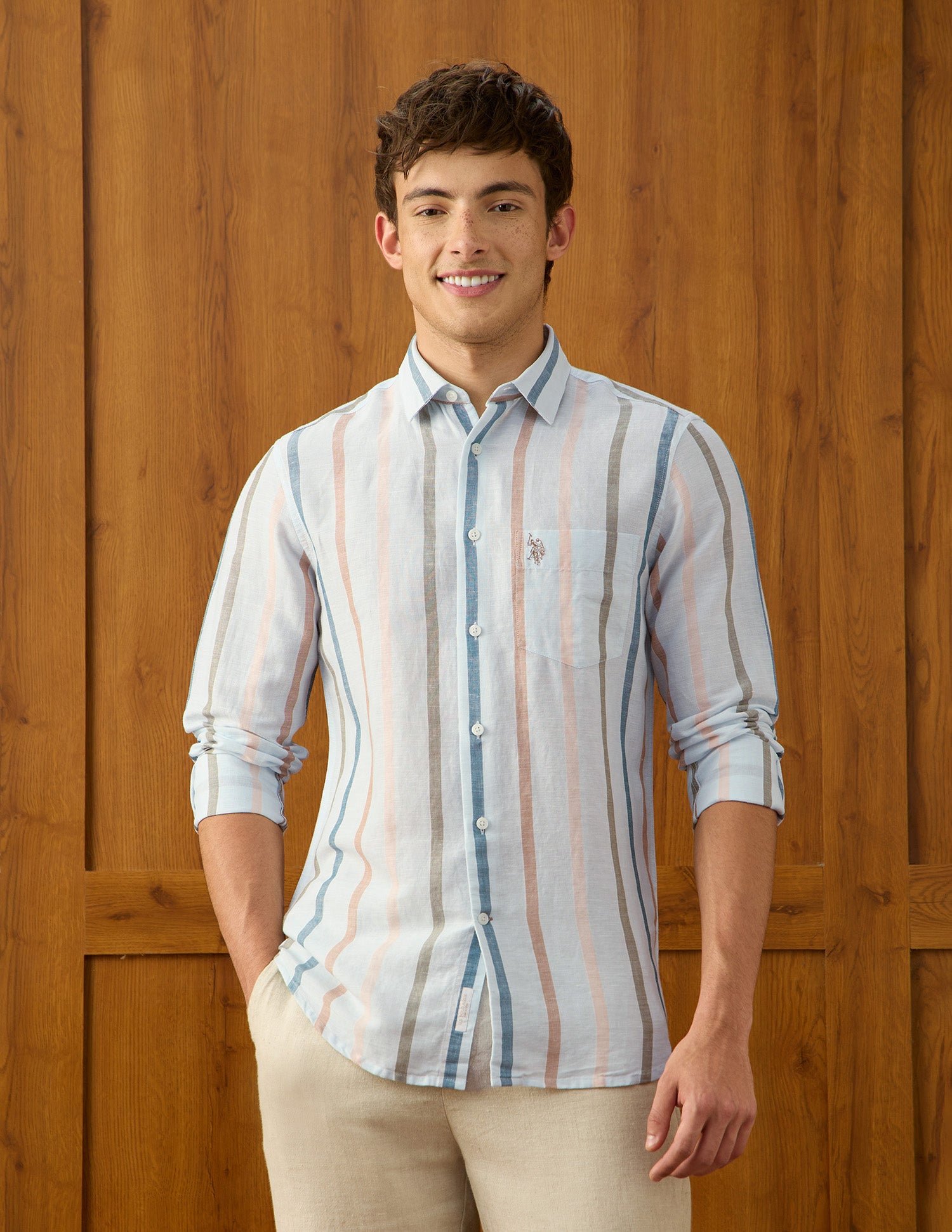 Vertical Striped Regular Fit Shirt Blue - U.S. Polo Assn. India | Large