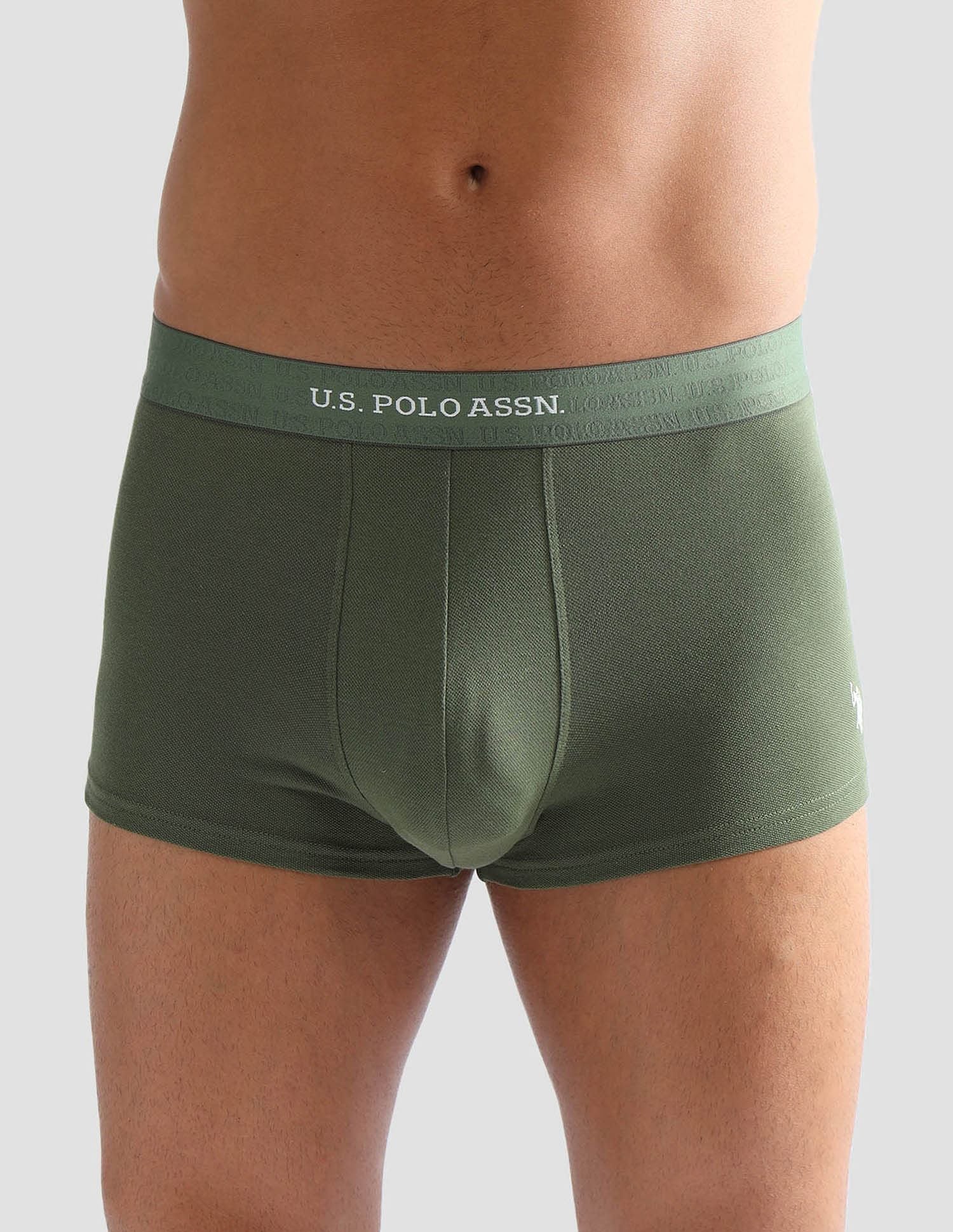 Anti Microbial Solid ET006 Trunks - Pack of 1 Olive - U.S. POLO ASSN. | Large