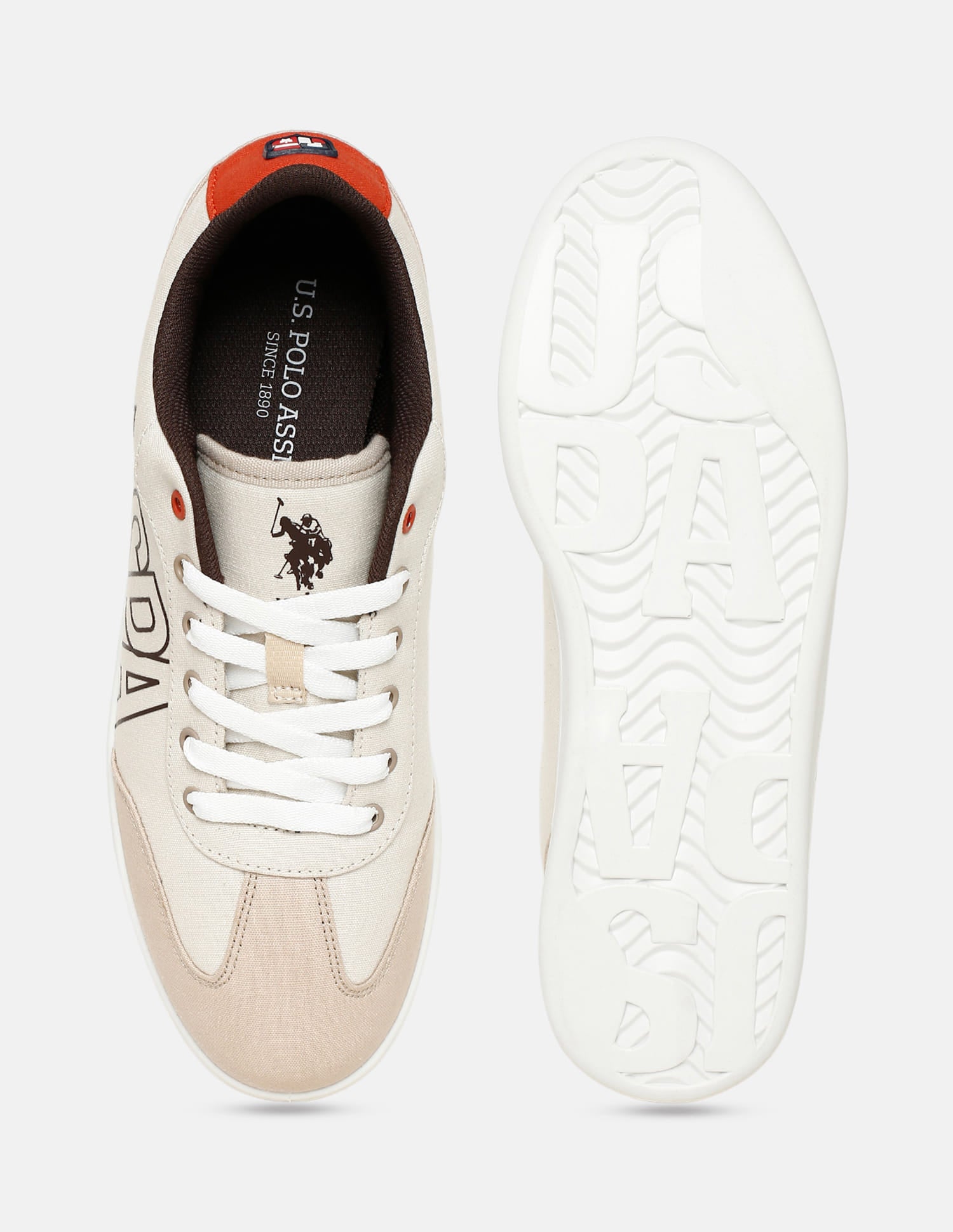 Men Brand Printed Hover Sneakers Beige - U.S. Polo Assn. India | Large