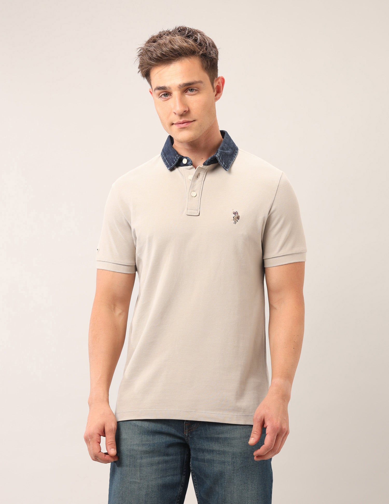 Solid Outdoor Polo Shirt Beige - U.S. Polo Assn. India | Large
