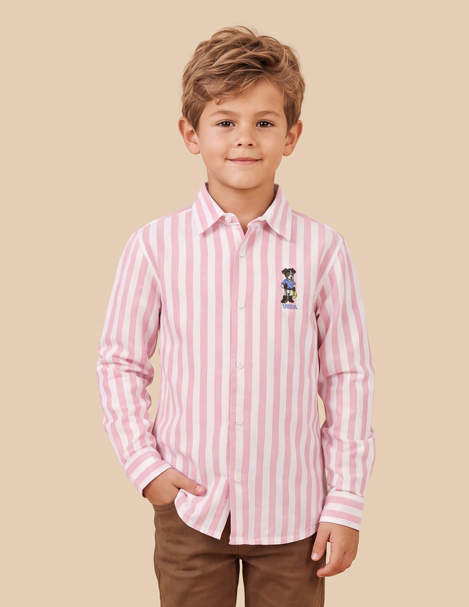 Vertical Striped Oxford Shirt Pink - U.S. Polo Assn. India | Large