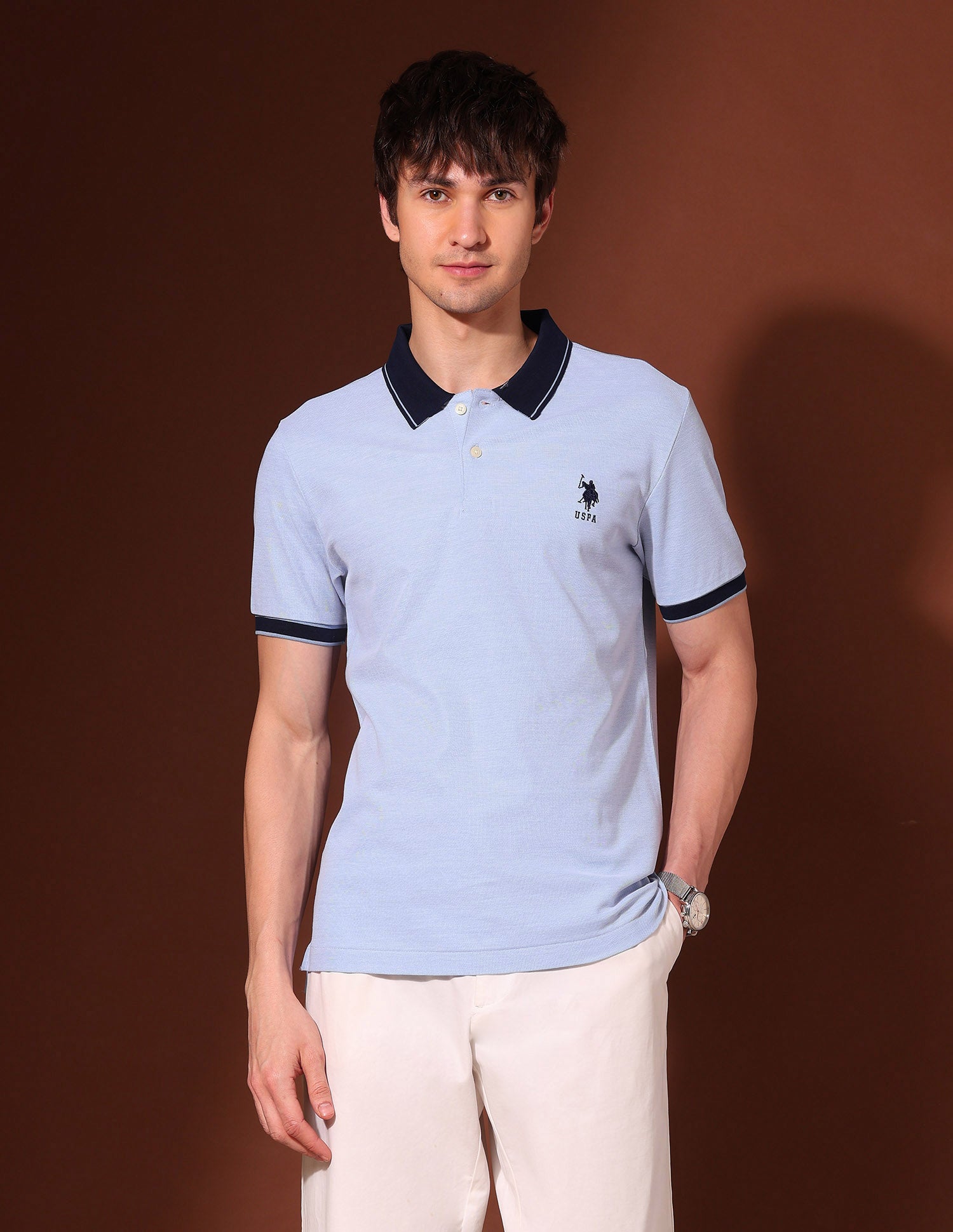Pure Cotton Working Holiday Polo Shirt Light Blue - U.S. Polo Assn. India | Large