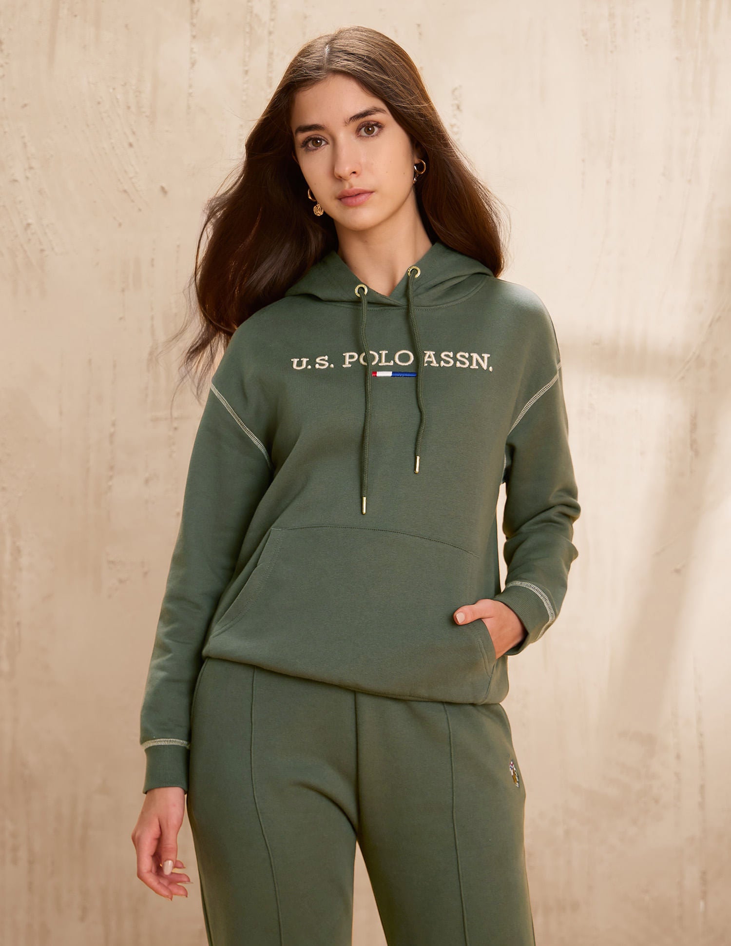 Loose Fit Hooded Sweatshirt Green - U.S. POLO ASSN. | Large