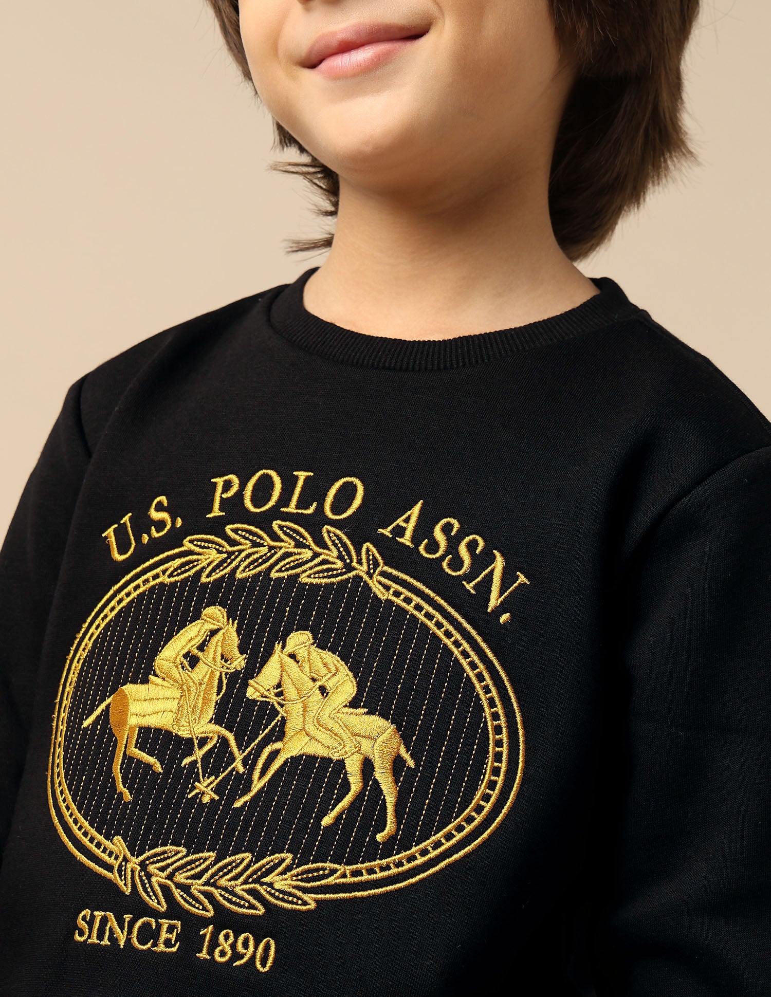 Boys Graphic Brand Embroidered Regular Fit Sweatshirt Black - U.S. Polo Assn. India | Large