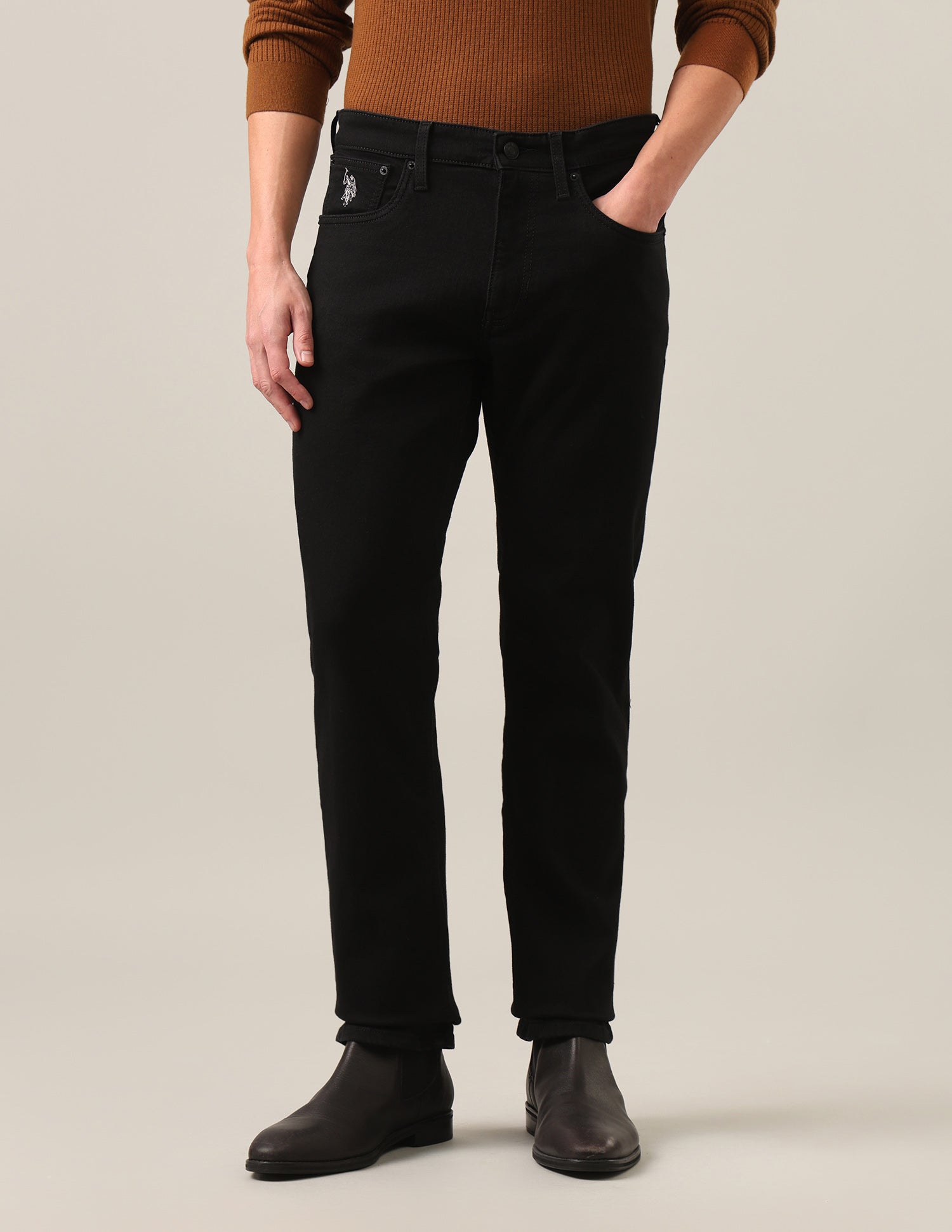 Harold Slim Straight Fit Black Jeans Black - U.S. Polo Assn. India | Large