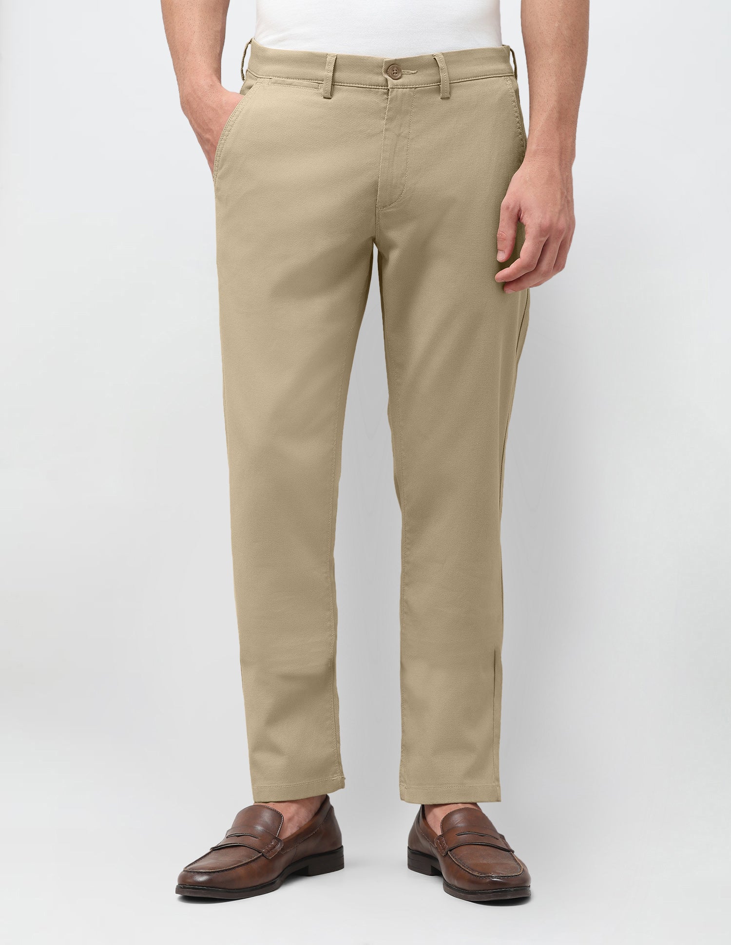 Riley Straight Fit Satin Trousers Khaki - U.S. Polo Assn. India | Large
