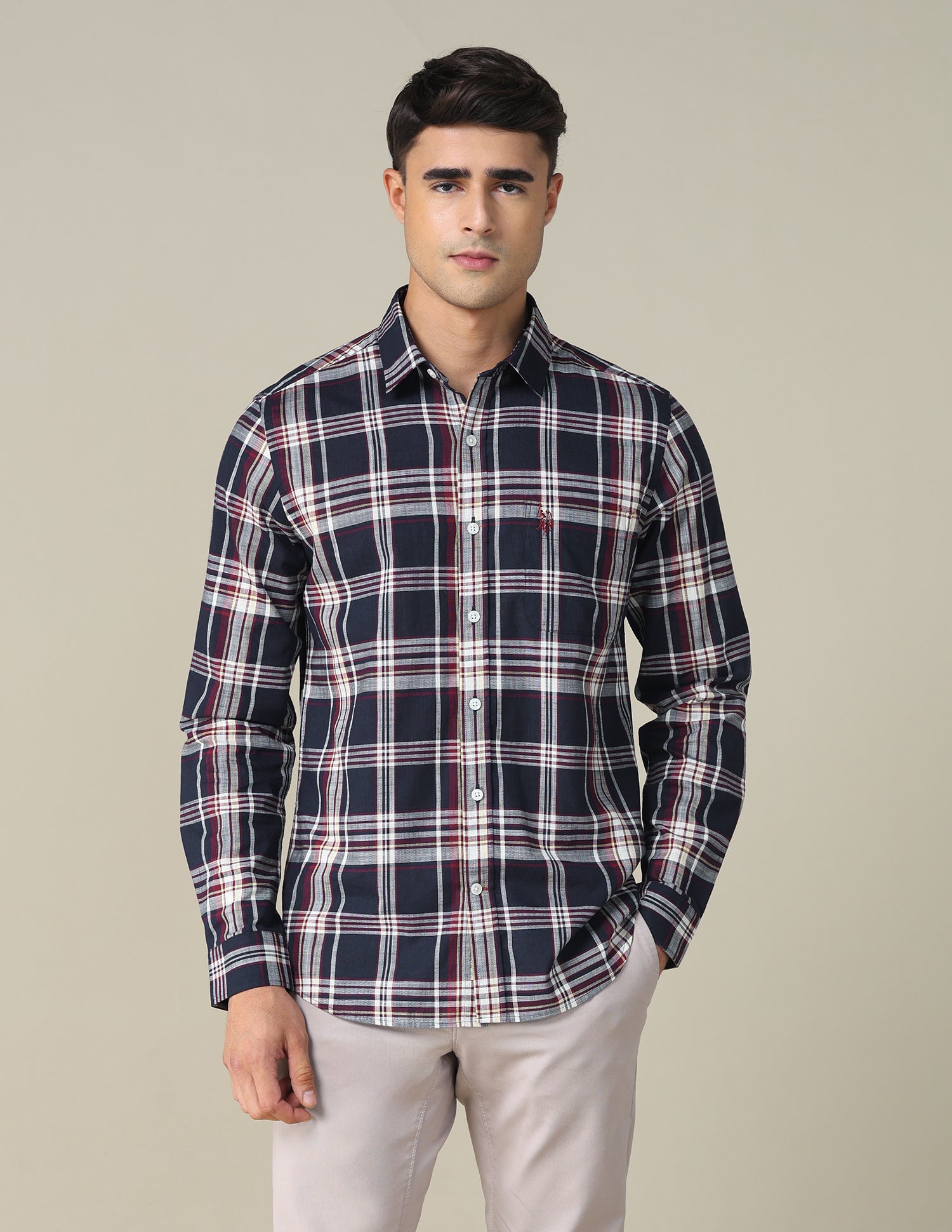 Plaid Checked Regular Fit Shirt Navy - U.S. POLO ASSN. | Large