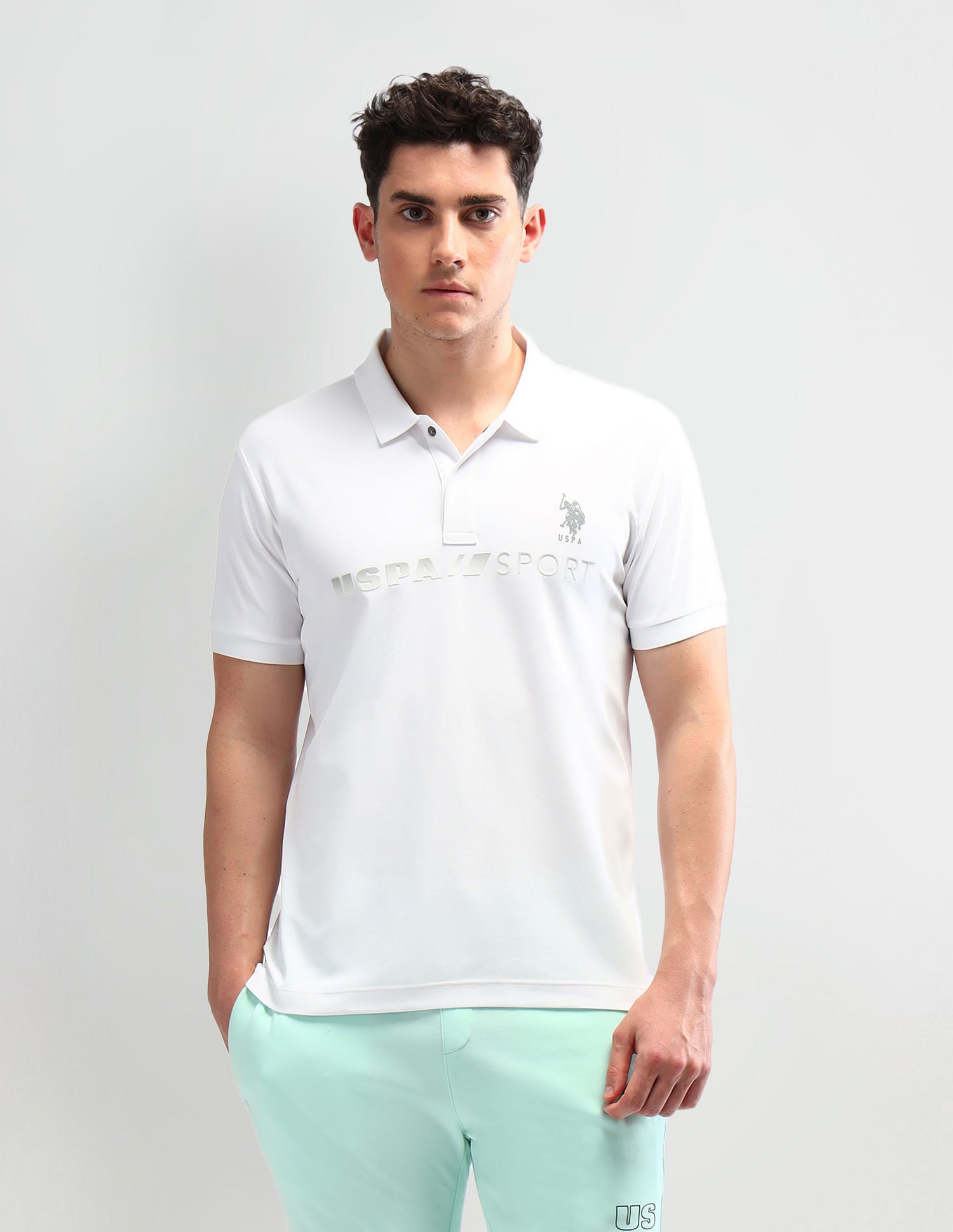 Slim Fit Solid Polo Shirt White - U.S. Polo Assn. India | Large