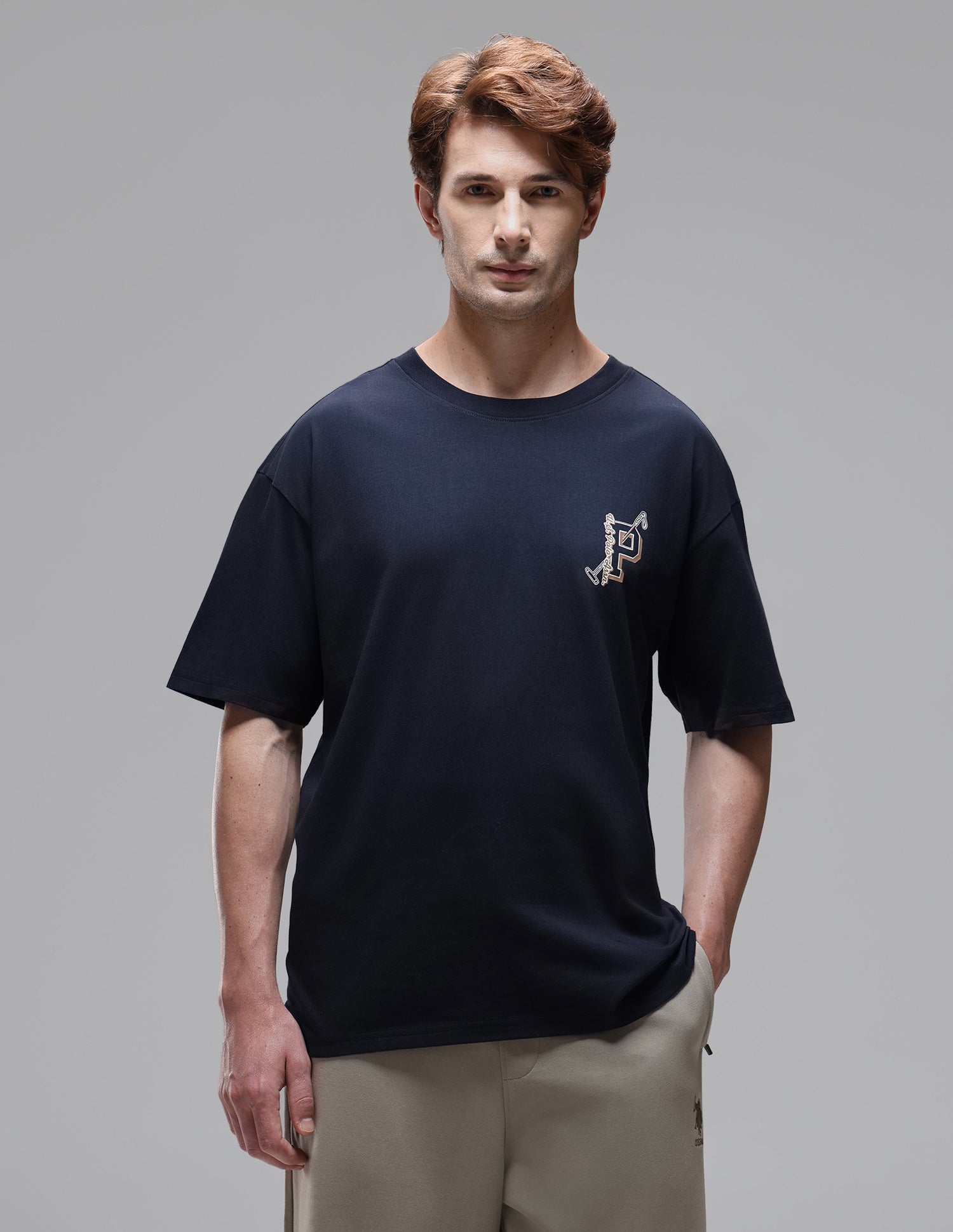 Regular Fit Shape Retention OEE16 Lounge T-Shirt Navy - U.S. Polo Assn. India | Large