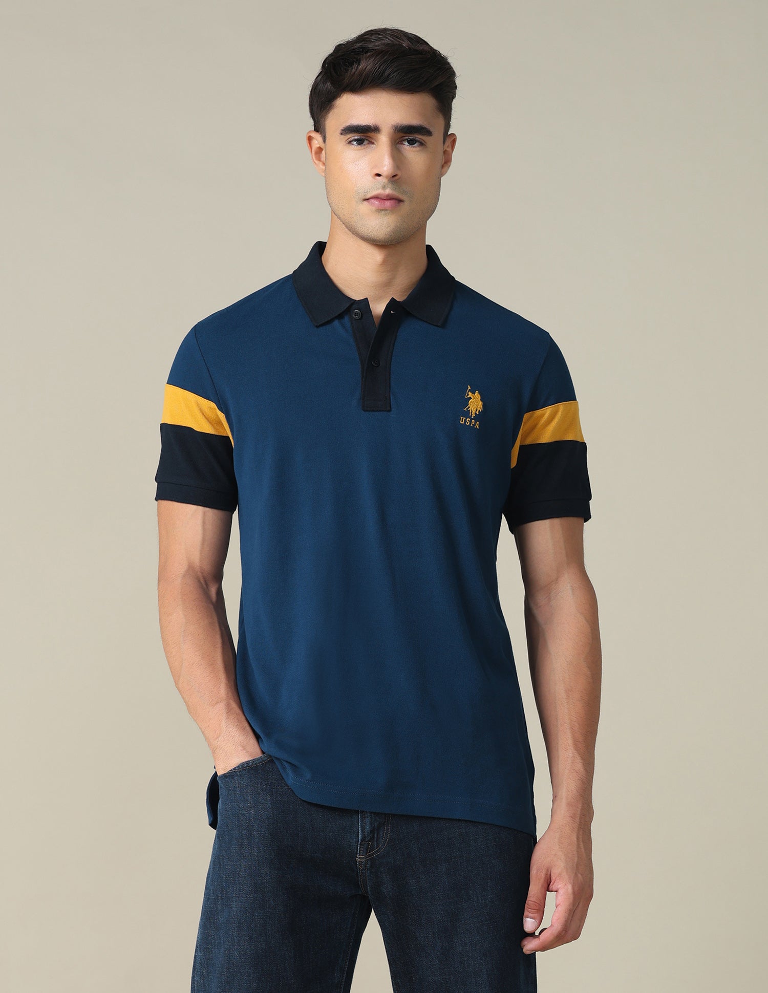 Colourblocked Regular Fit Polo Shirt Navy - U.S. POLO ASSN. | Large