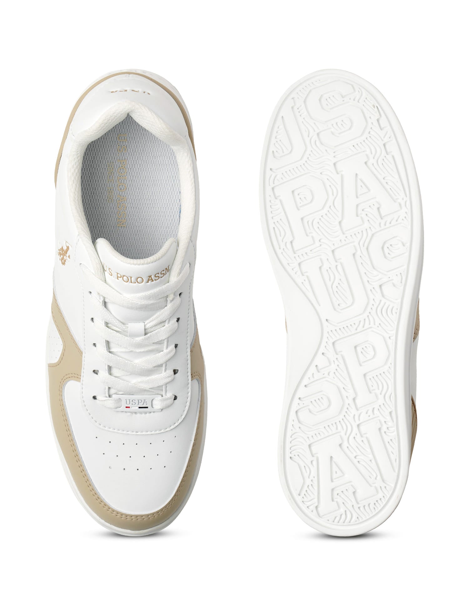 Men Nebo Colourblocked Sneakers Beige - U.S. Polo Assn. India | Large