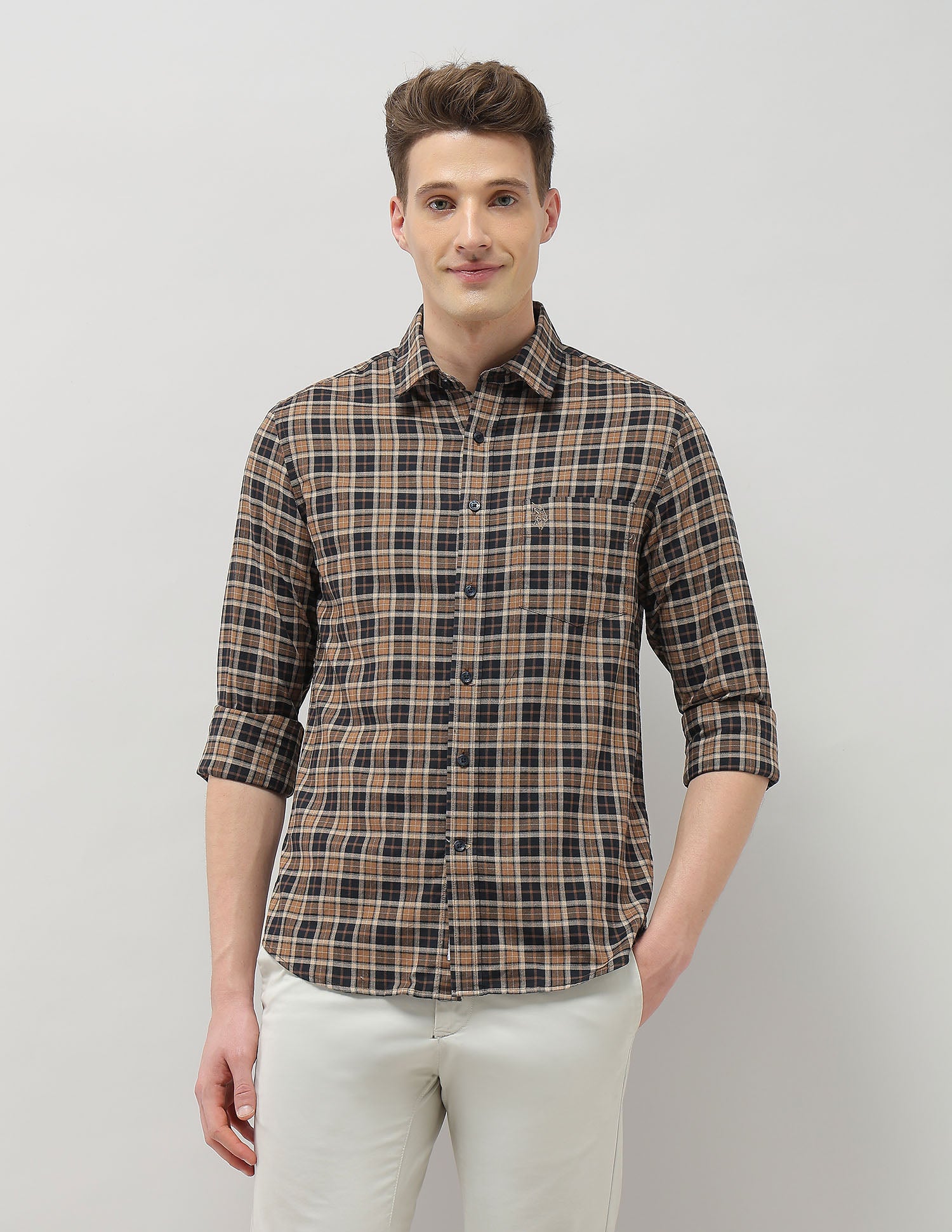 Plaid Checked Sotogrande Shirt Brown - U.S. Polo Assn. India | Large