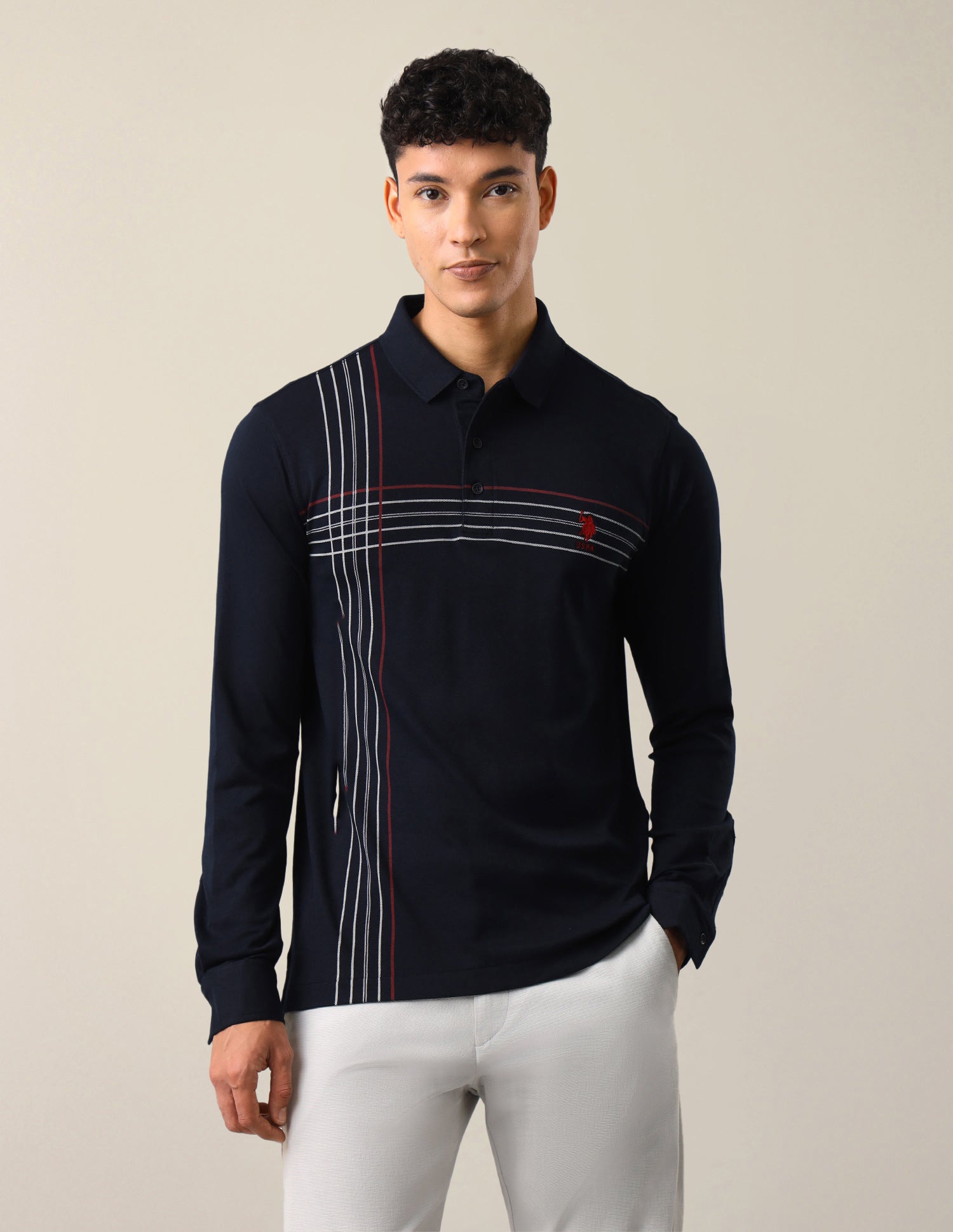 Solid Slim Fit Polo Shirt Navy - U.S. Polo Assn. India | Large