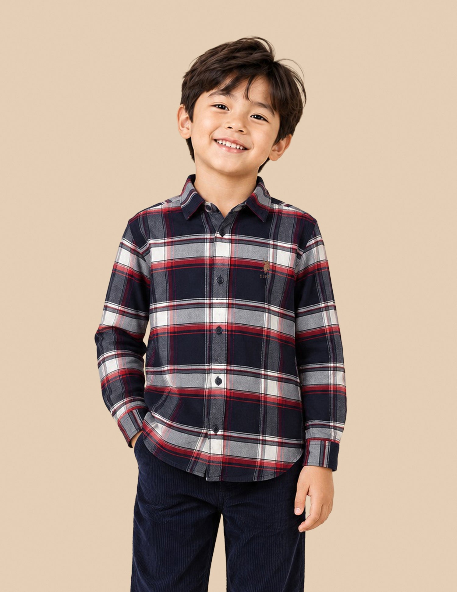 Plaid Checked Corduroy Shirt Red - U.S. Polo Assn. India | Large