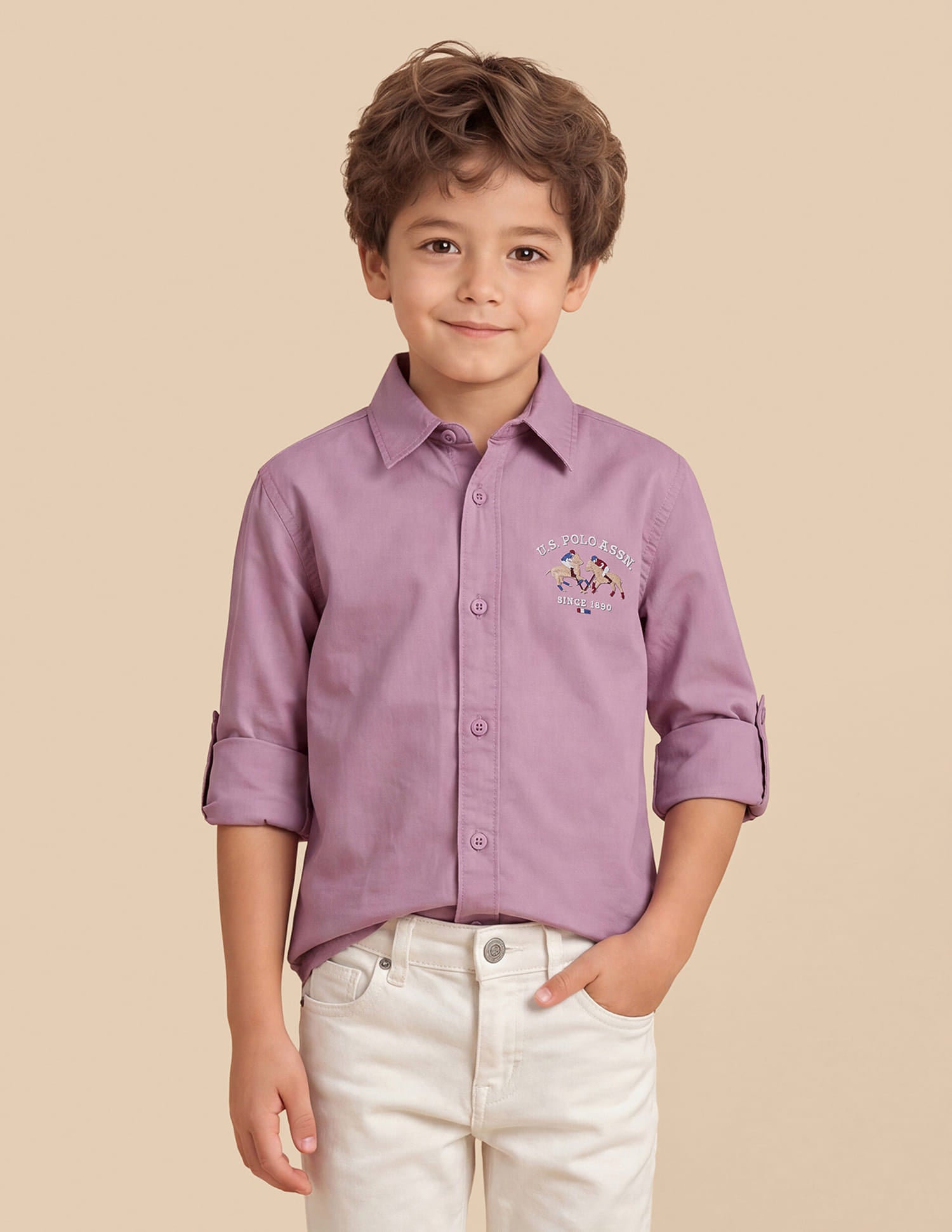 Solid Regular Fit Shirt Dusty Pink - U.S. Polo Assn. India | Large