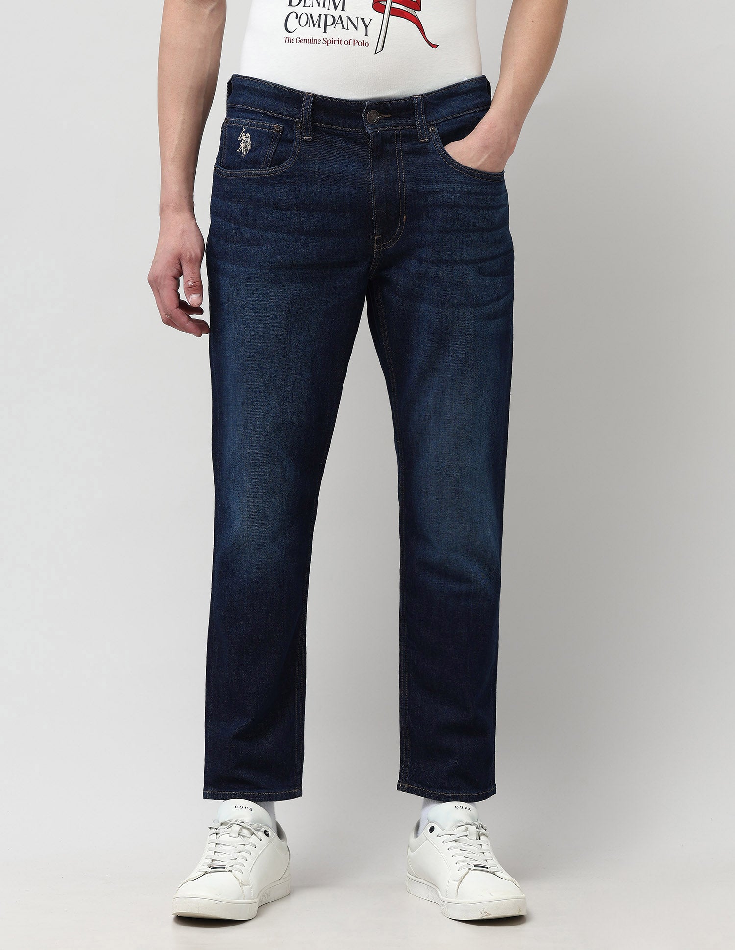 Cole Comfort Cropped Fit Blue Jeans Dark Wash - U.S. POLO ASSN. | Large