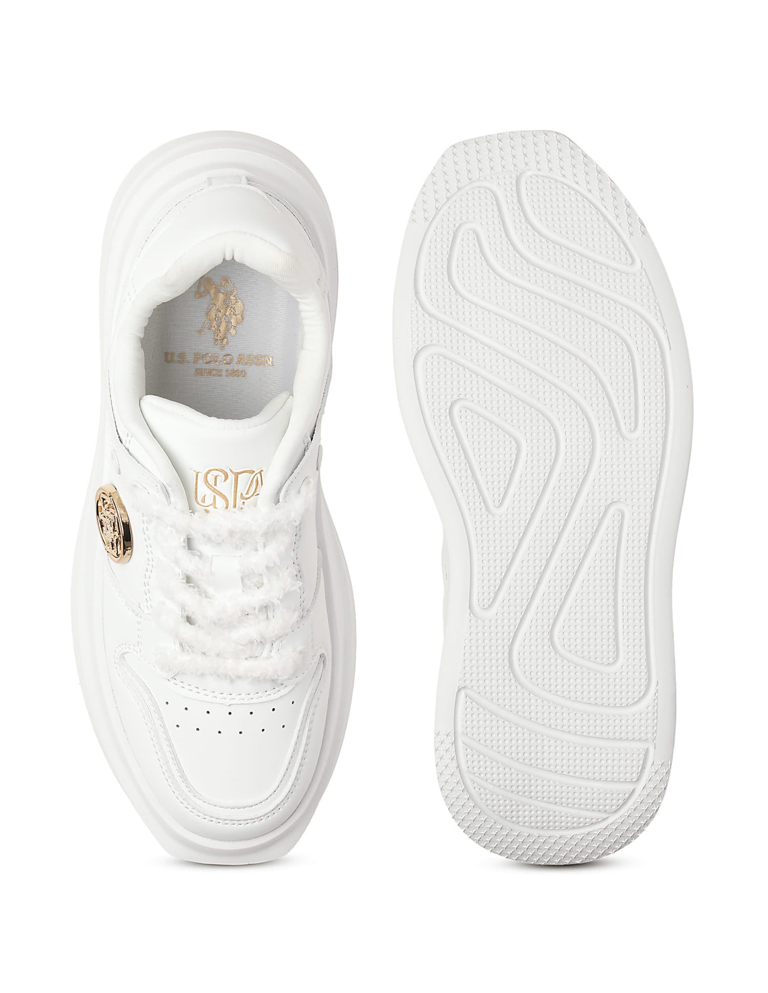Burna White Light Weight Sneaker Shoes White - U.S. Polo Assn. India | Large