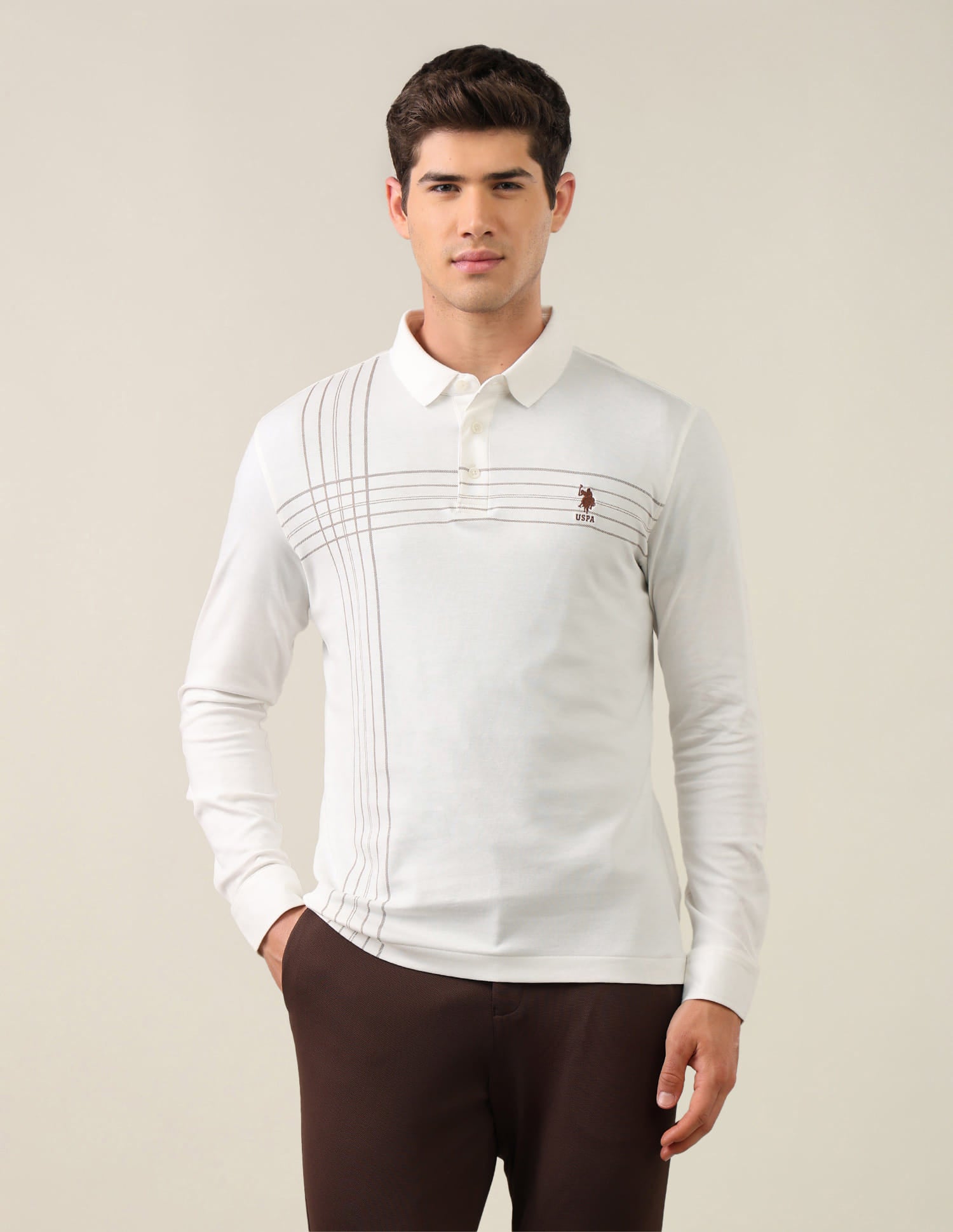 Solid Slim Fit Polo Shirt White - U.S. Polo Assn. India | Large
