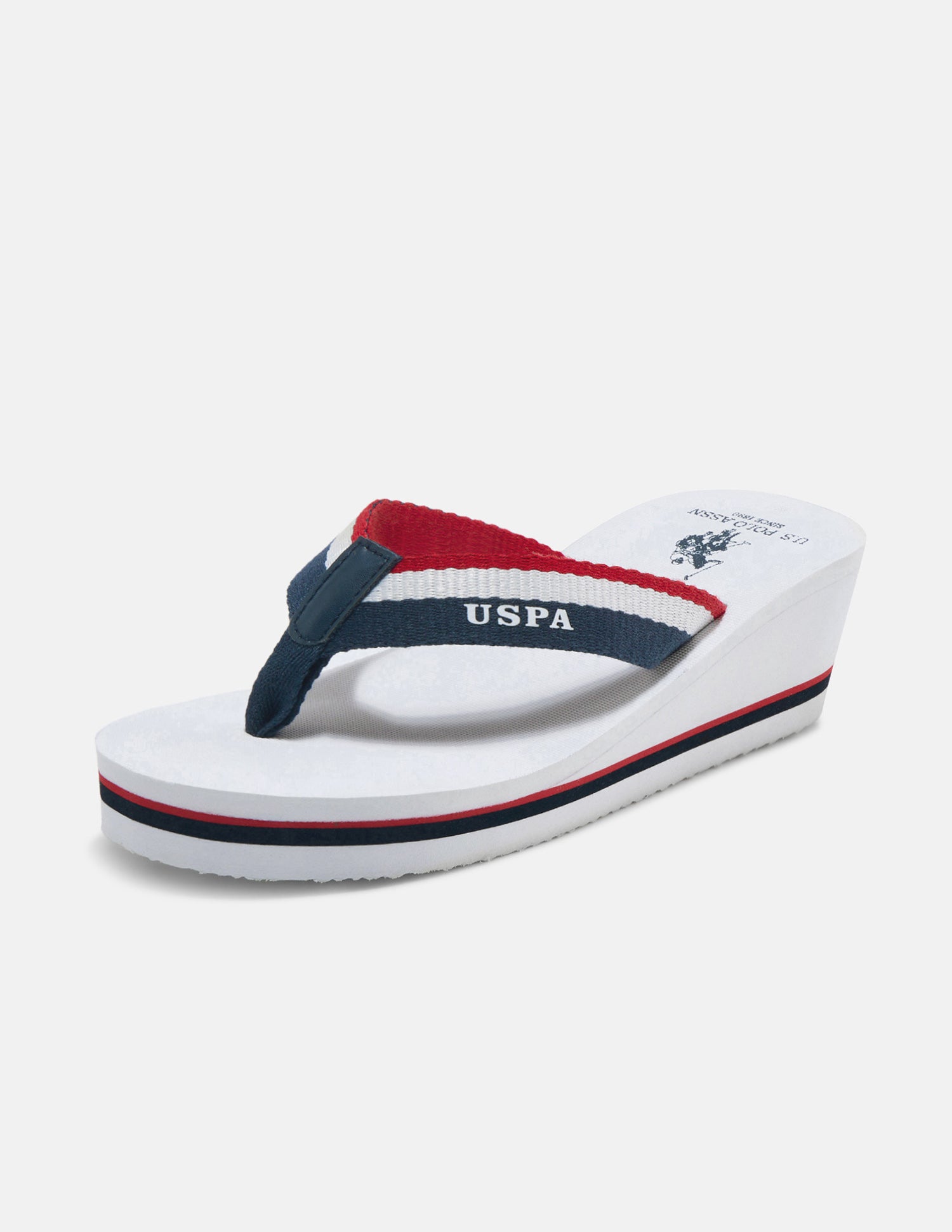 Saray Striped Flip Flop Wedge Sandals White - U.S. Polo Assn. India | Large