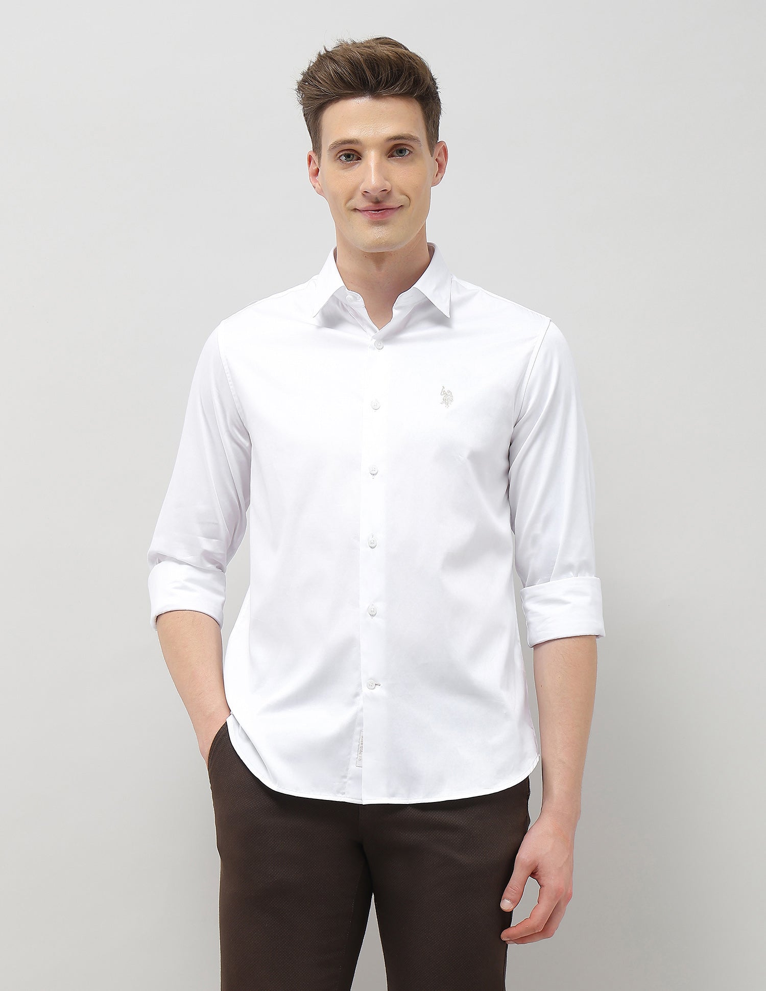 Solid Tailored Fit Shirt White - U.S. Polo Assn. India | Large