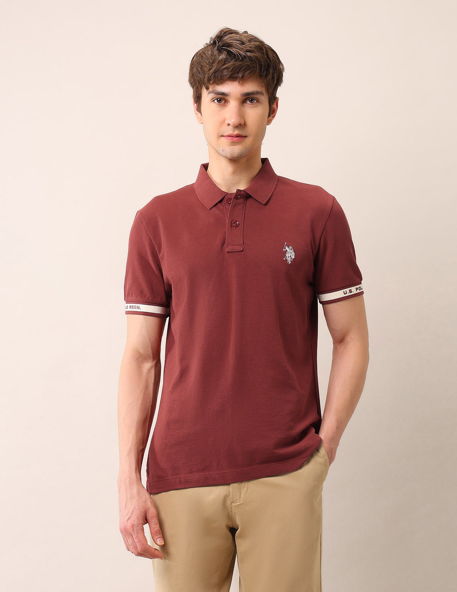 Solid Muscle Fit Polo Shirt Rust - U.S. Polo Assn. India | Large