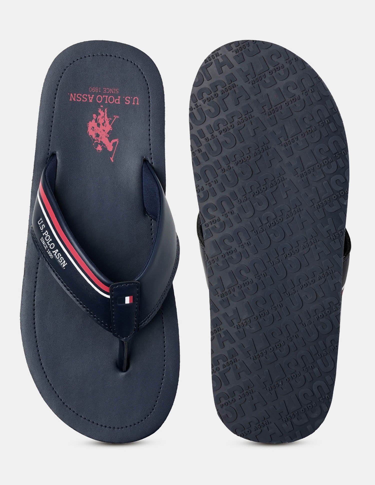 Men Nesta Striped Flip Flops Navy - U.S. Polo Assn. India | Large