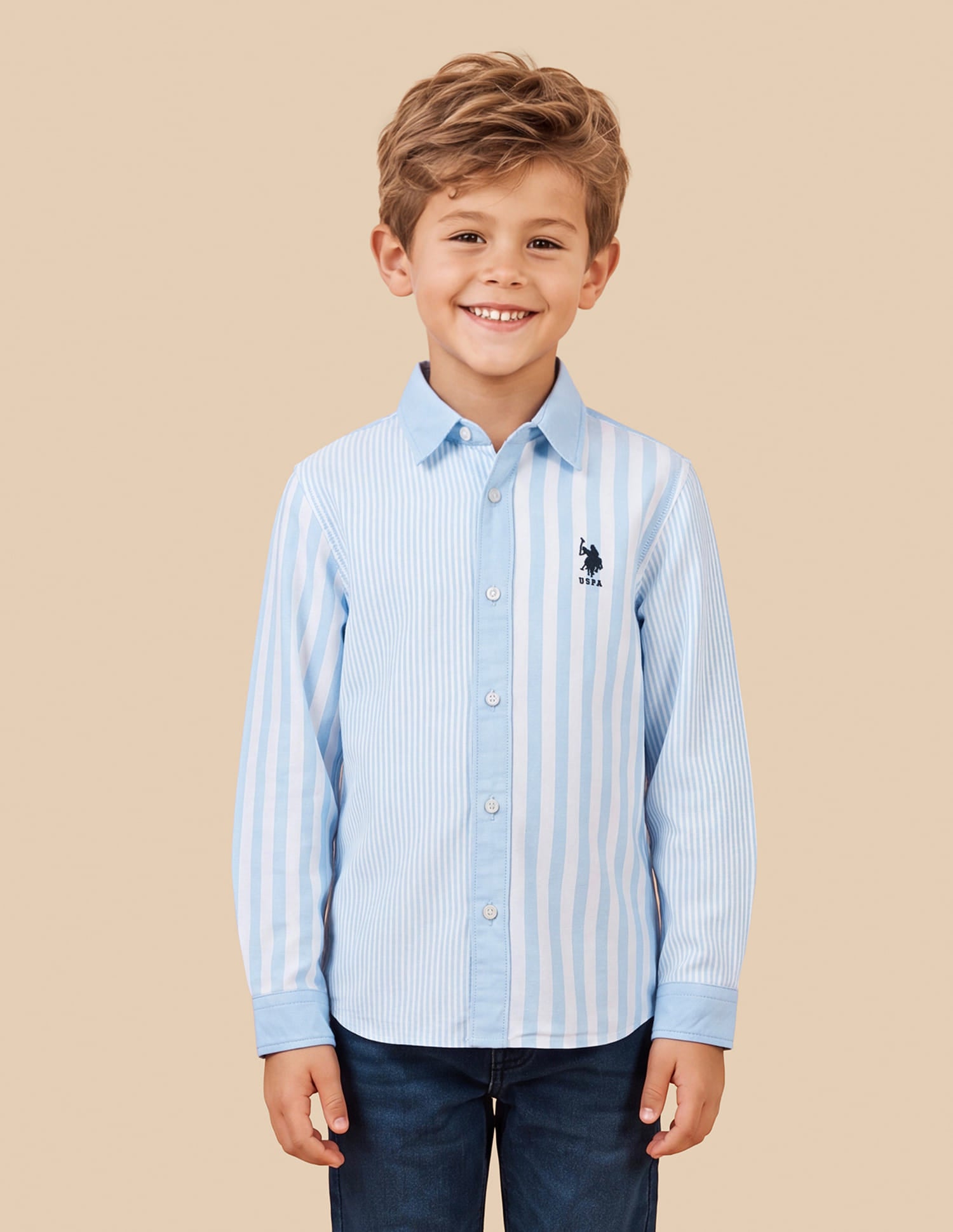 Vertical Striped Regular Fit Shirt Blue - U.S. Polo Assn. India | Large