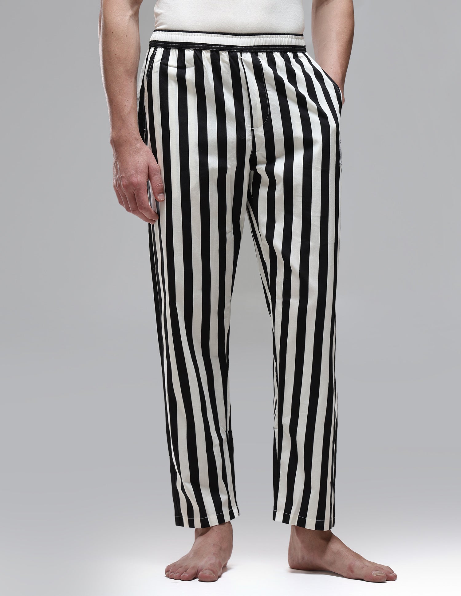 Vertical Striped Mid Rise OELP1 Lounge Pants Black - U.S. Polo Assn. India | Large