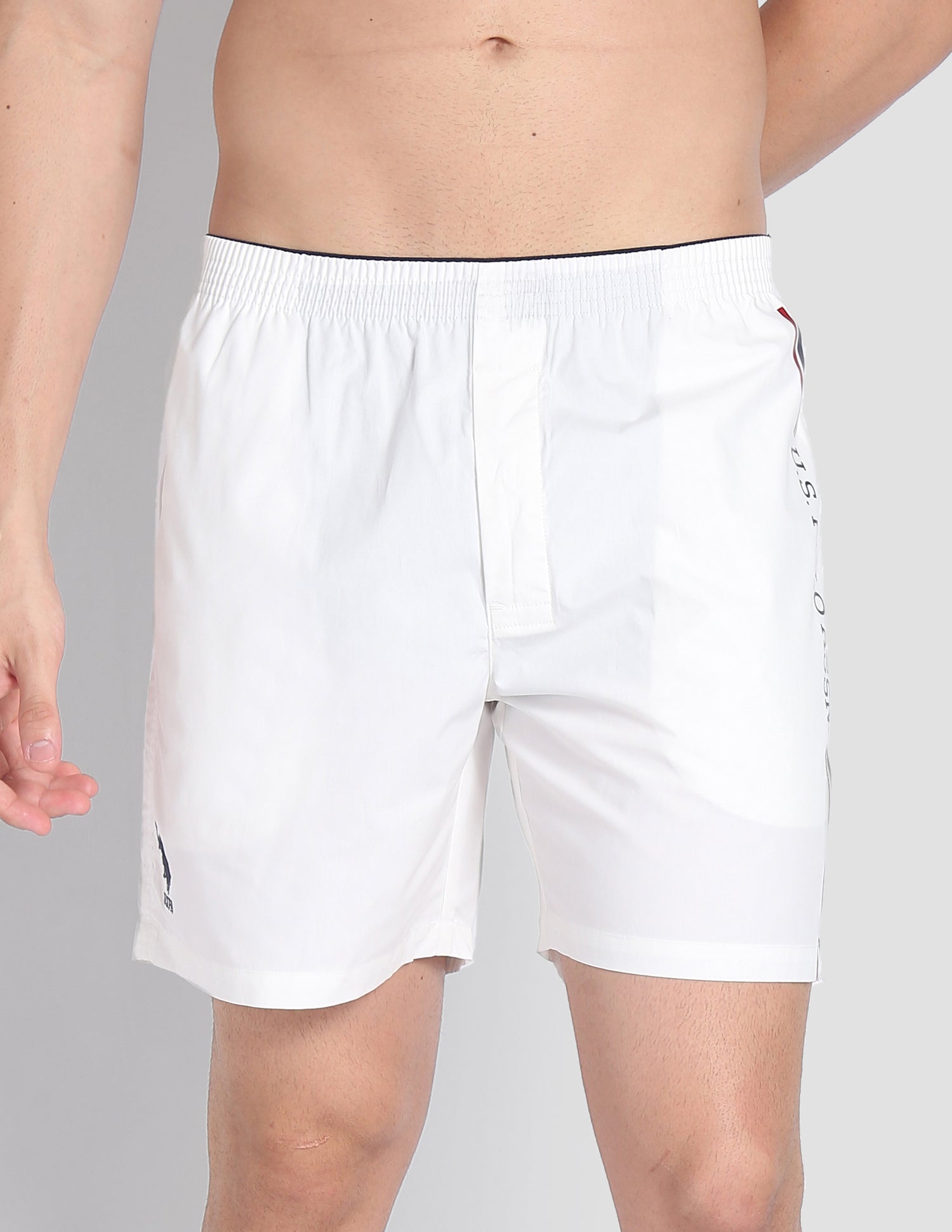 Brand Stripe Dual Pocket IYAX Boxers - Pack Of 1 White - U.S. POLO ASSN. | Large