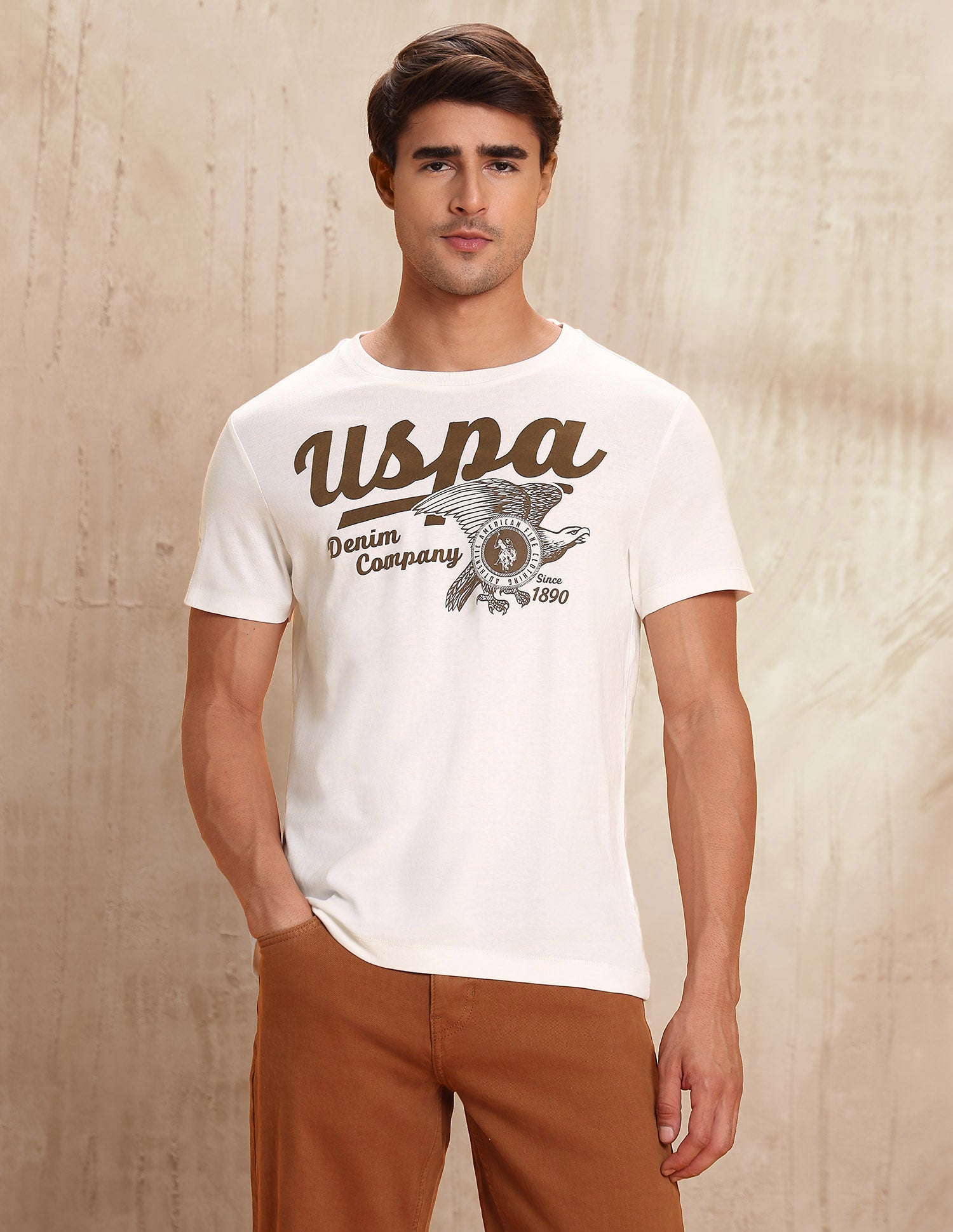 Graphic Brand Printed Pure Cotton T-Shirt Ivory - U.S. POLO ASSN. | Large