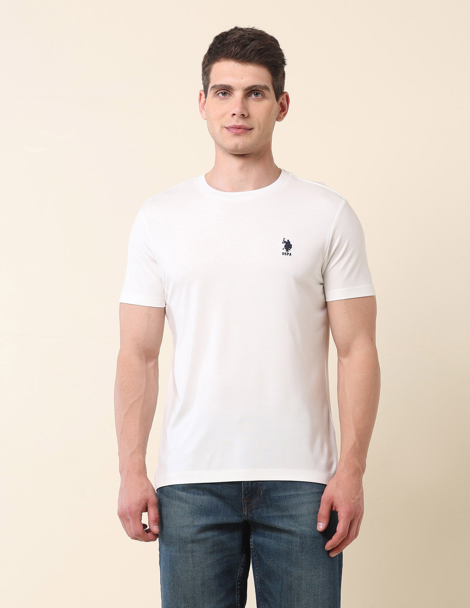 Slim Fit Classic T-Shirt Off White - U.S. Polo Assn. India | Large