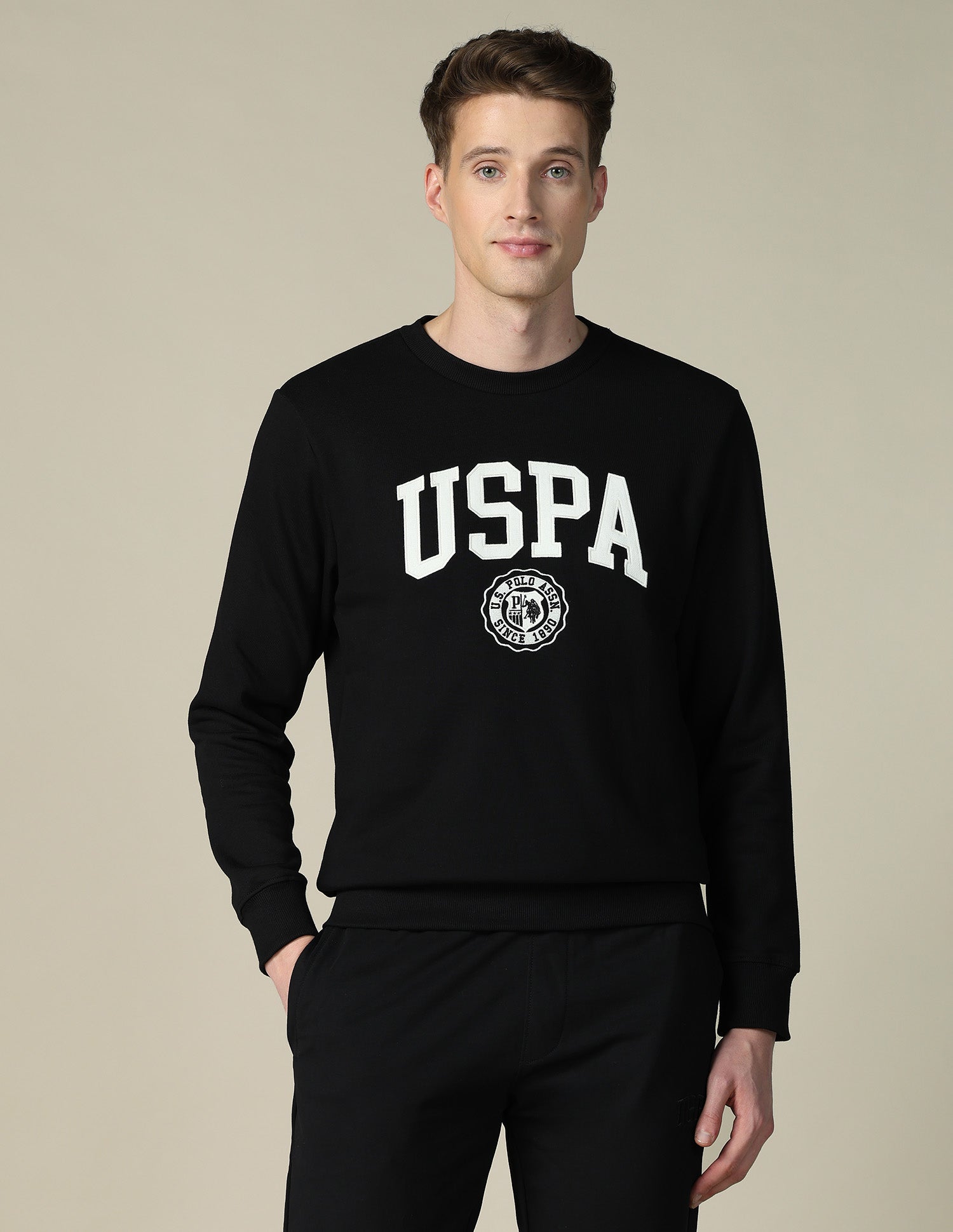 Brand Embroidered Regular Fit Sweatshirt Black - U.S. POLO ASSN. | Large