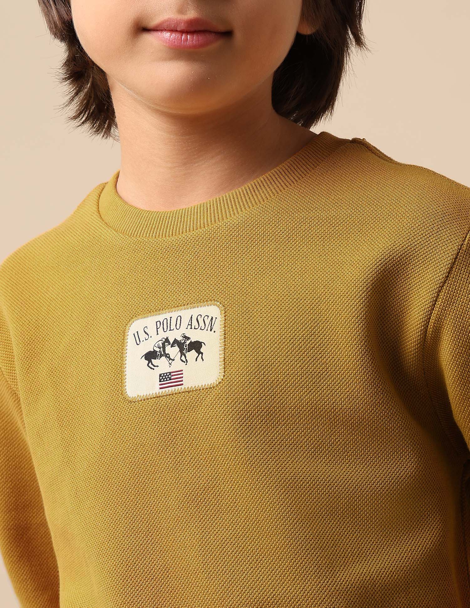 Boys Solid Regular Fit Sweatshirt Yellow - U.S. POLO ASSN. | Large