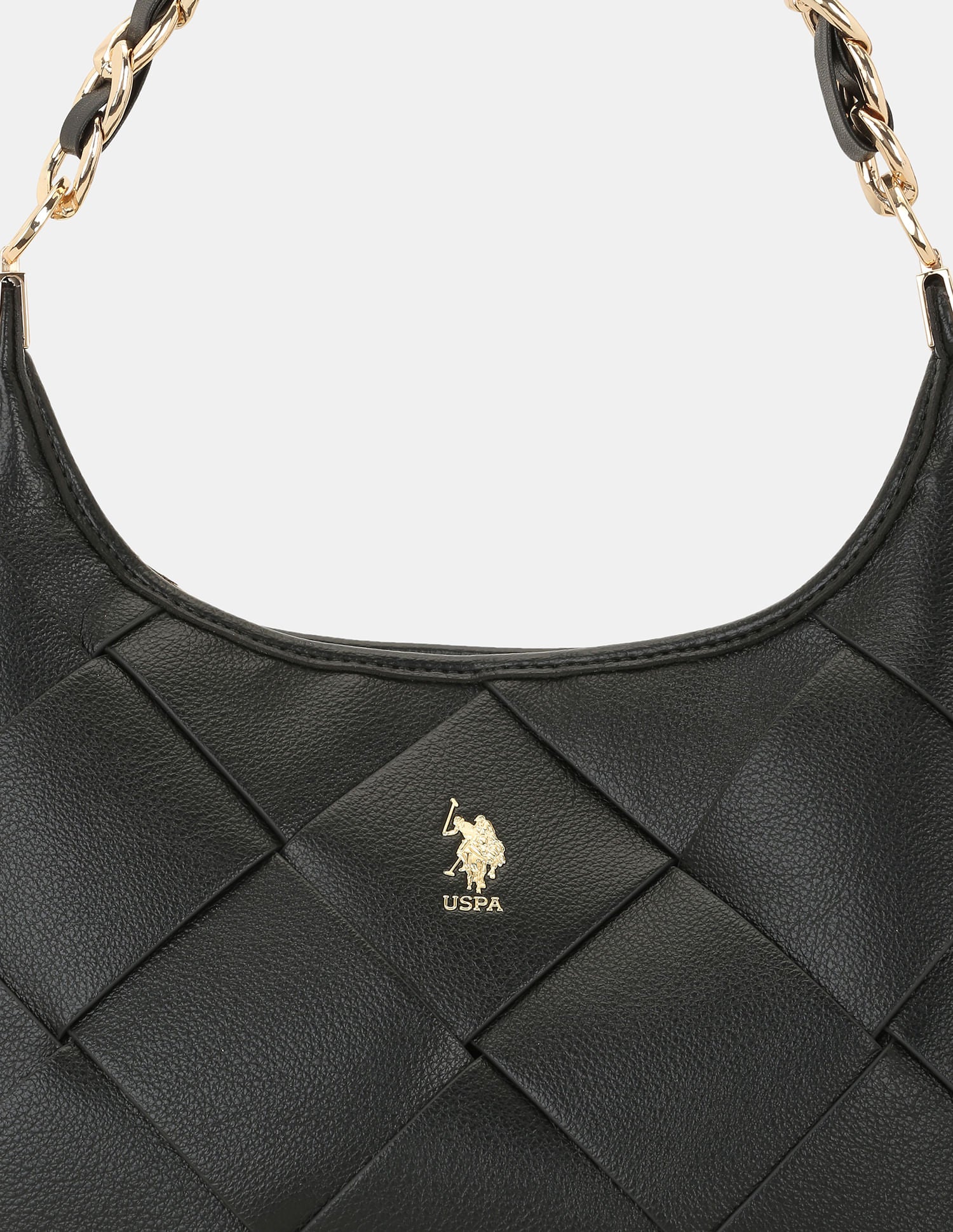 Women Babie Shoulder Bag with Woven Texture Black - U.S. POLO ASSN. | Large
