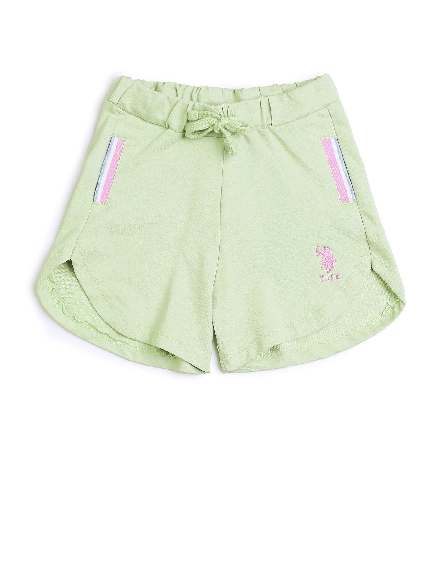 Girls Solid Regular Fit Shorts Light Green - U.S. POLO ASSN. | Large