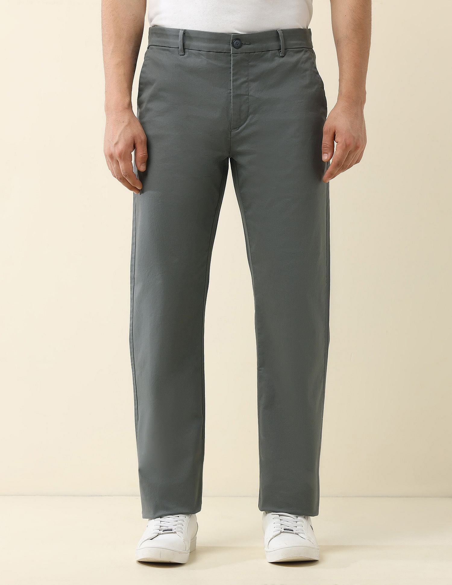 Straight Fit Solid Chinos Grey - U.S. Polo Assn. India | Large